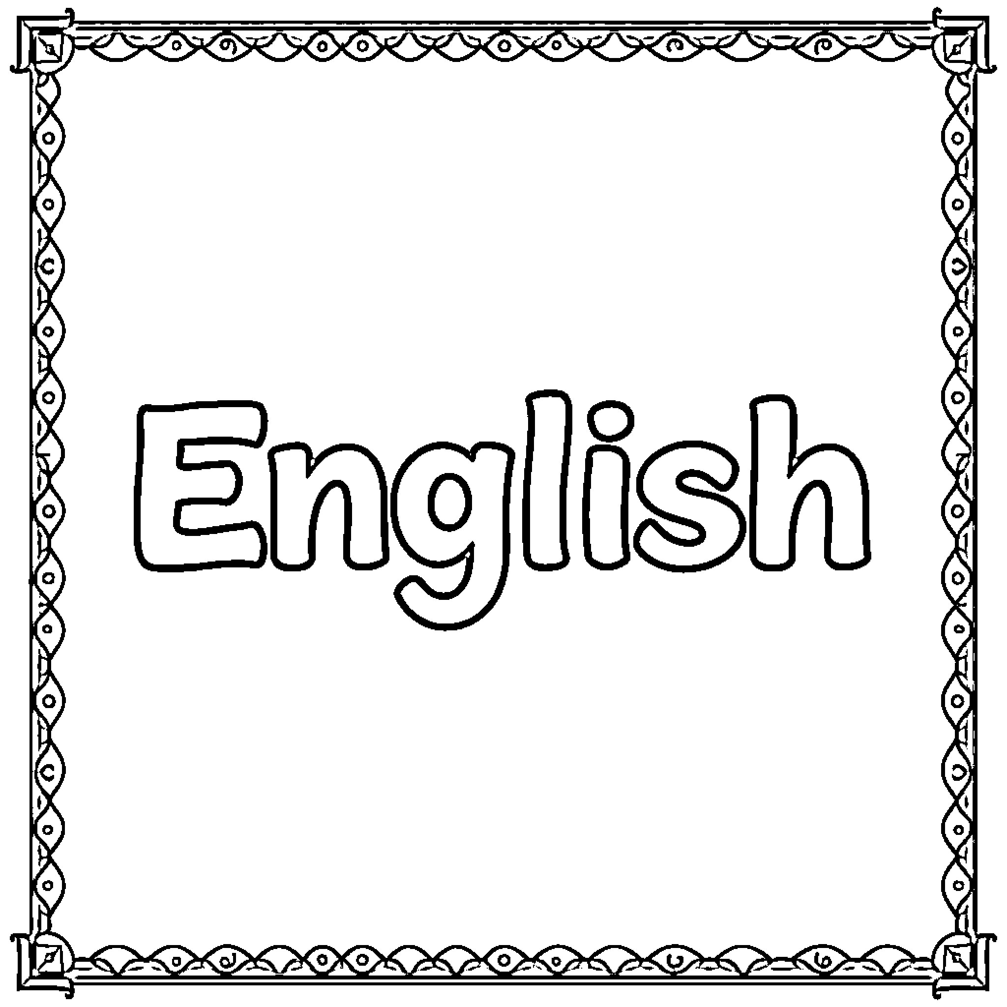 English language education in simple outline Coloring Page (free black-and-white line drawing printable PDF for all, from beginners to advanced learners, including children, teens, adults, and seniors)