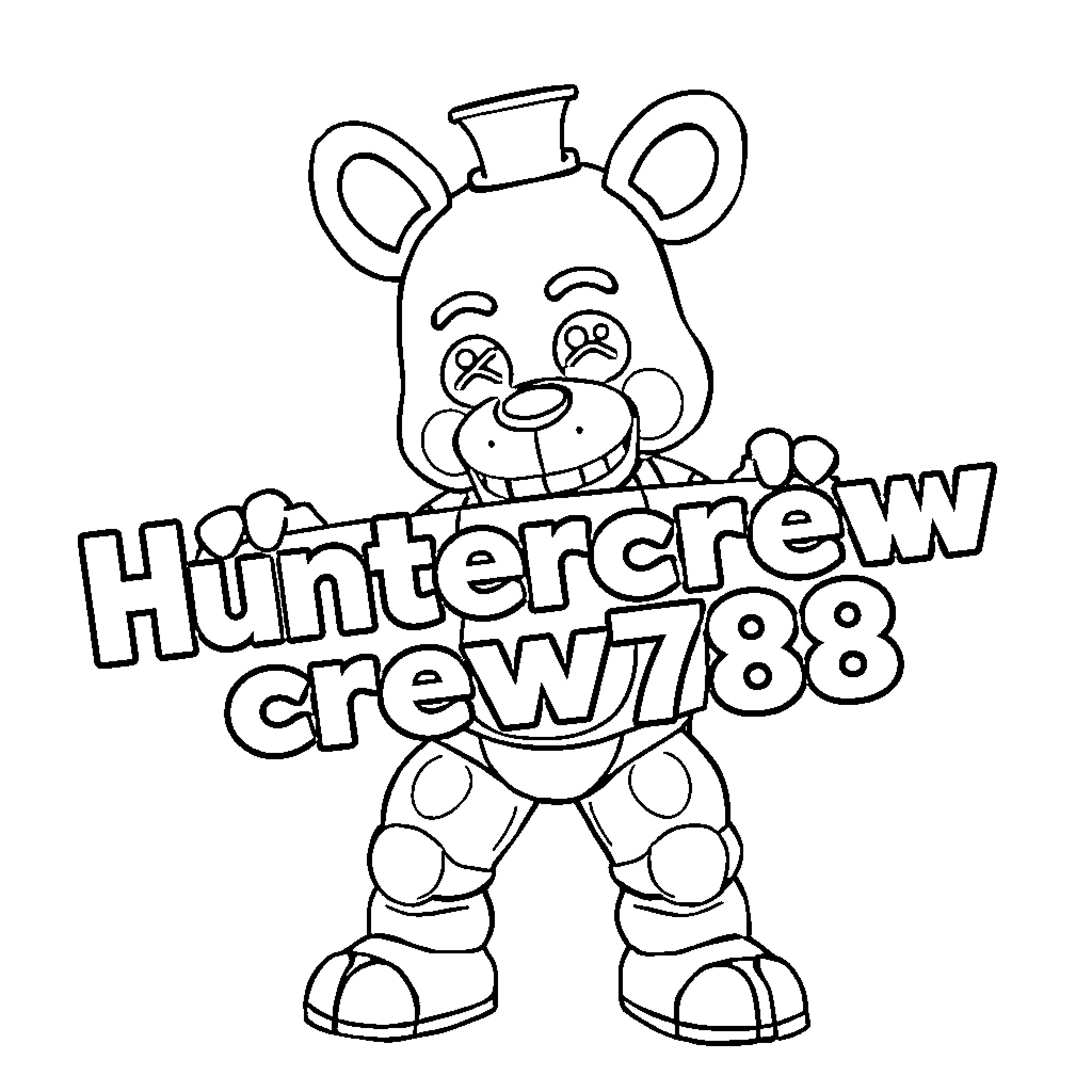 Glamrock Freddy cheerfully posing in outfit Coloring Page (free black-and-white line drawing printable PDF for all, from beginners to advanced learners, including children, teens, adults, and seniors)