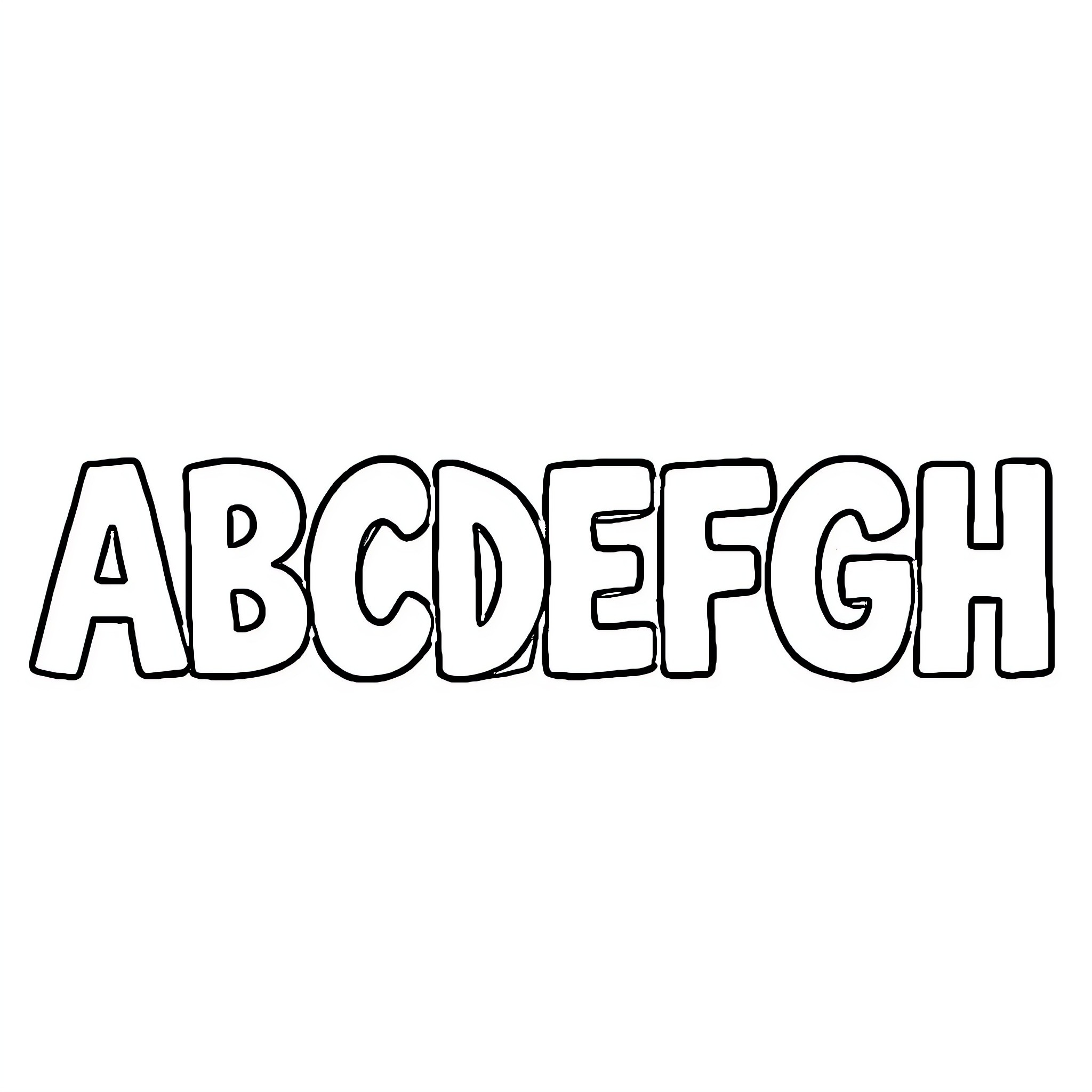 Alphabet Letters in Monochrome Design Coloring Page (free black-and-white line drawing printable PDF for all, from beginners to advanced learners, including children, teens, adults, and seniors)