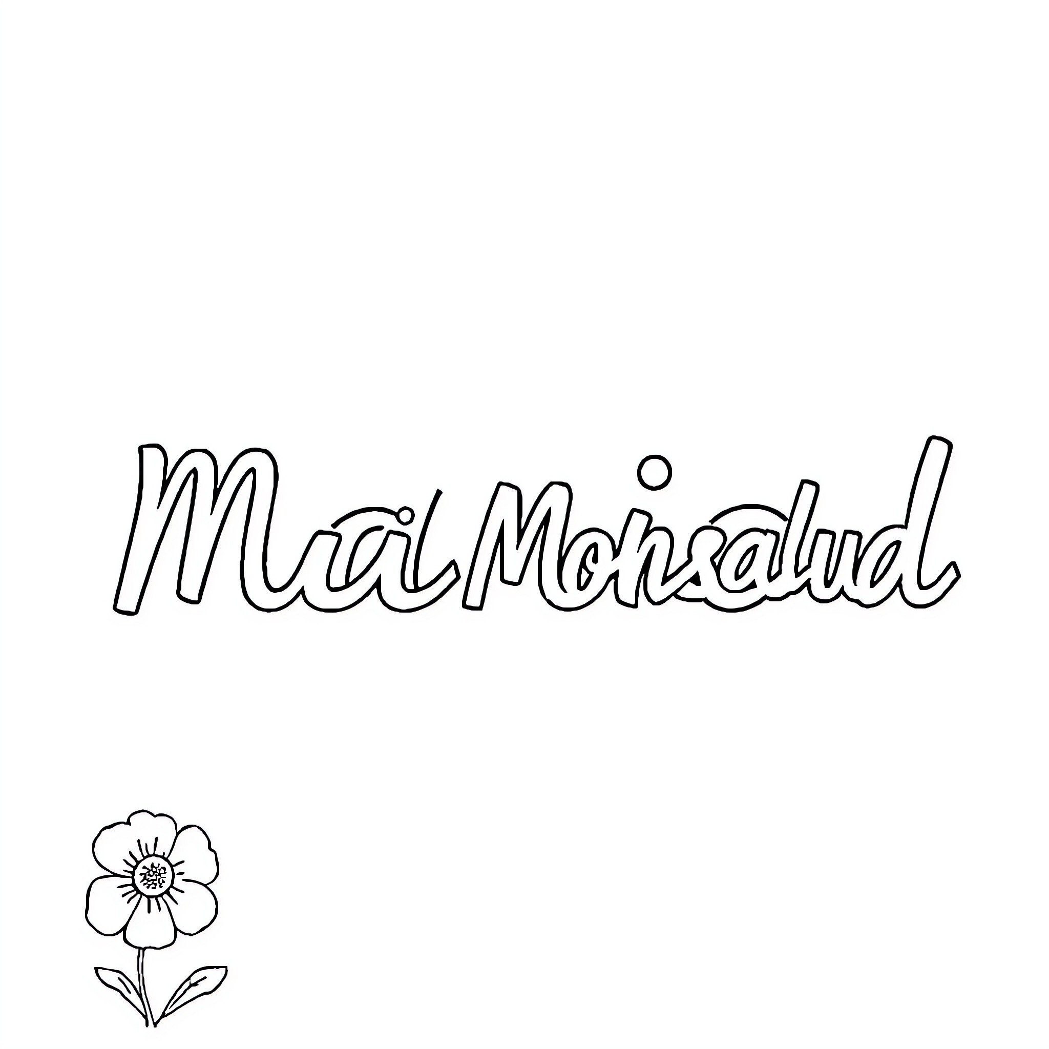 Mariel Monsalud sketching a flower Coloring Page (free black-and-white line drawing printable PDF for all, from beginners to advanced learners, including children, teens, adults, and seniors)