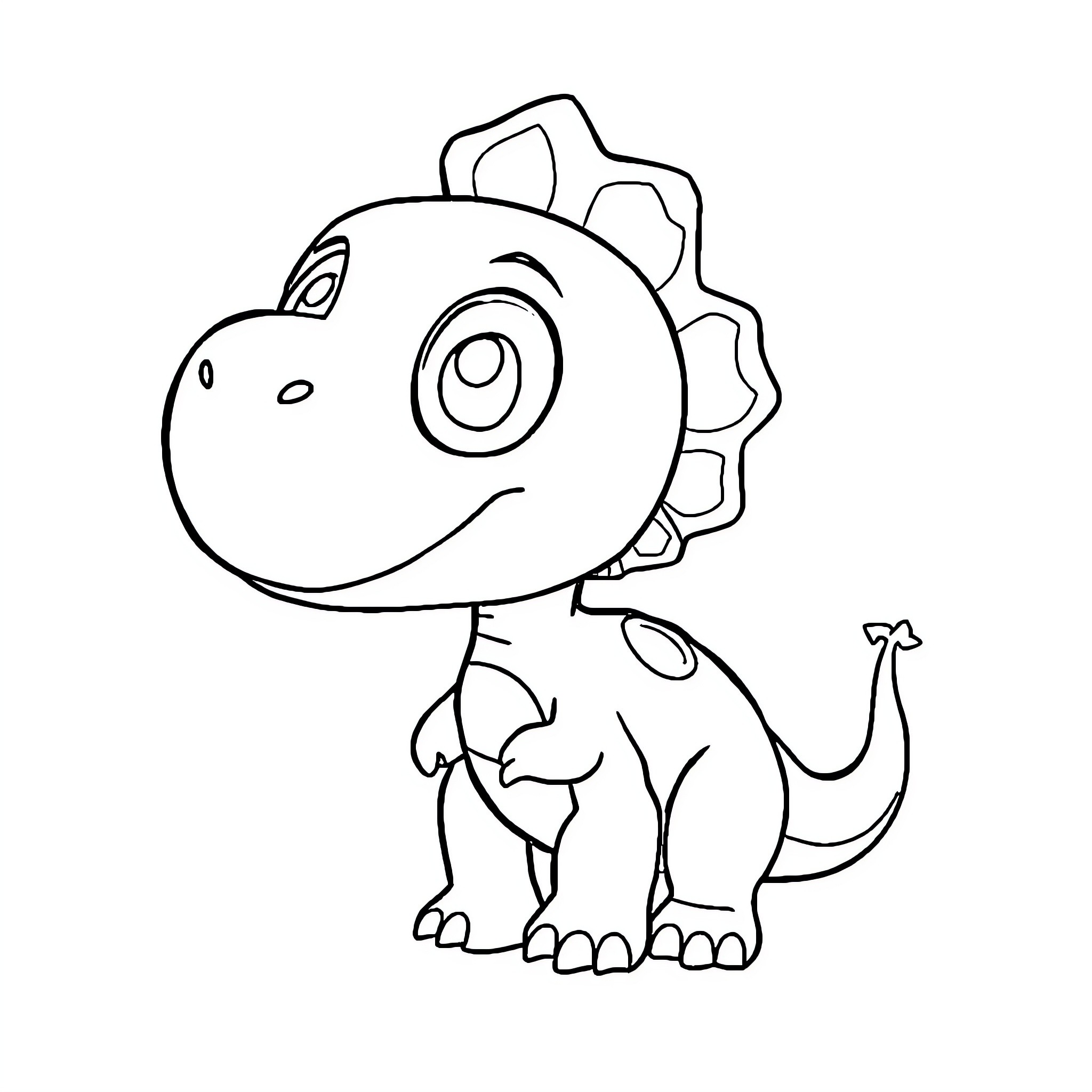 Dinosaur with a cute expression Coloring Page (free black-and-white line drawing printable PDF for all, from beginners to advanced learners, including children, teens, adults, and seniors)