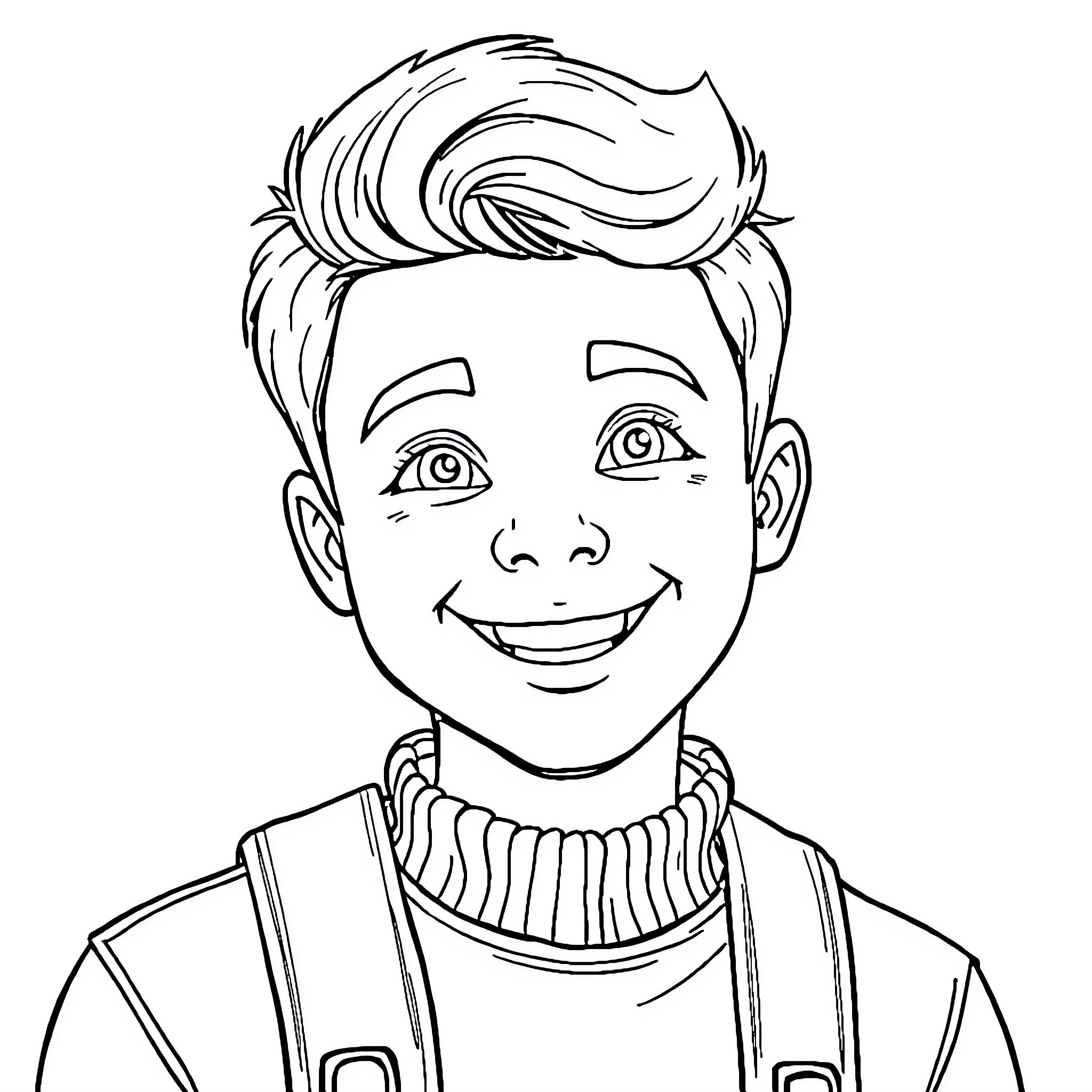Tom's Jovial Expression in Striped Outfit Coloring Page (free black-and-white line drawing printable PDF for all, from beginners to advanced learners, including children, teens, adults, and seniors)