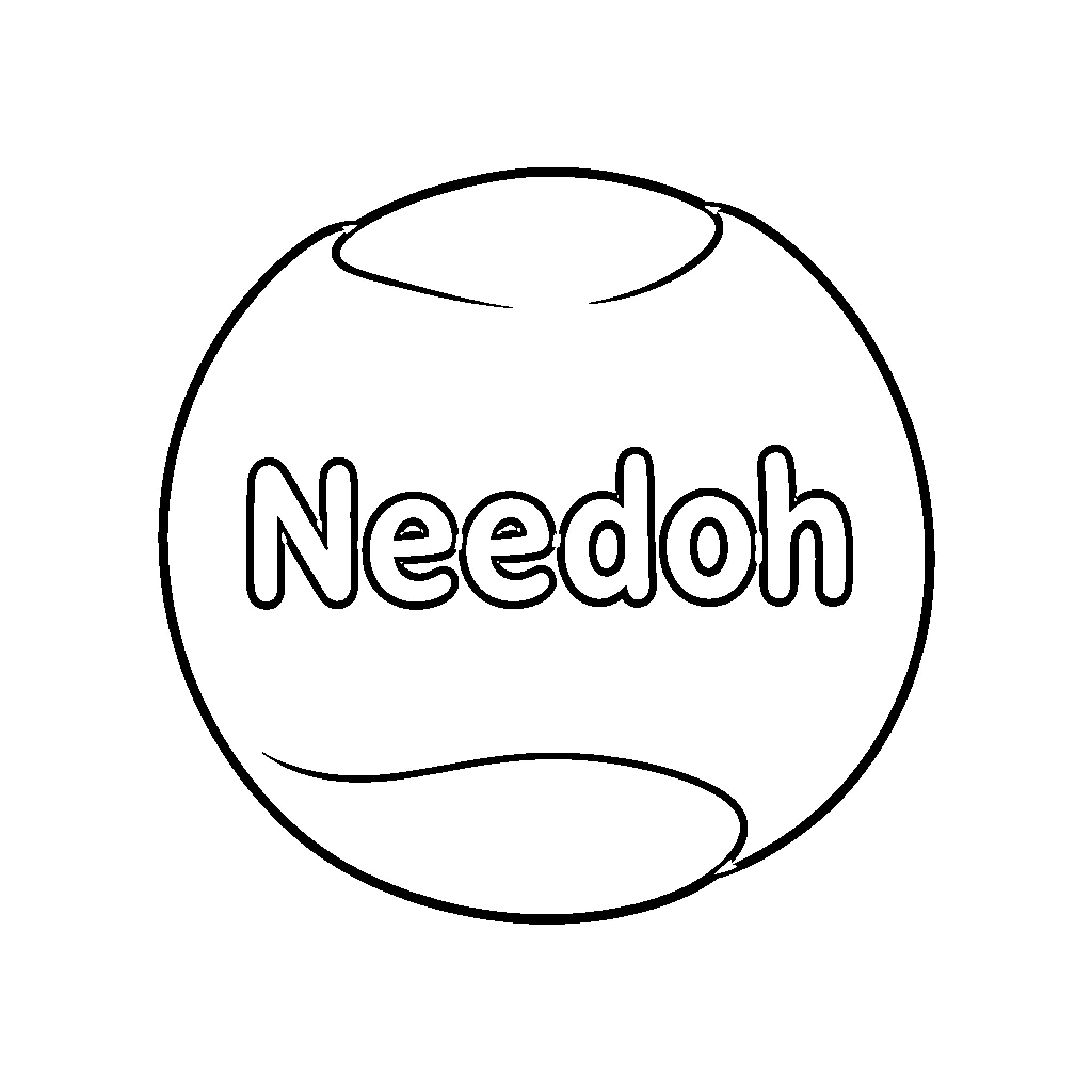 Needoh logo design on a spherical object Coloring Page (free black-and-white line drawing printable PDF for all, from beginners to advanced learners, including children, teens, adults, and seniors)