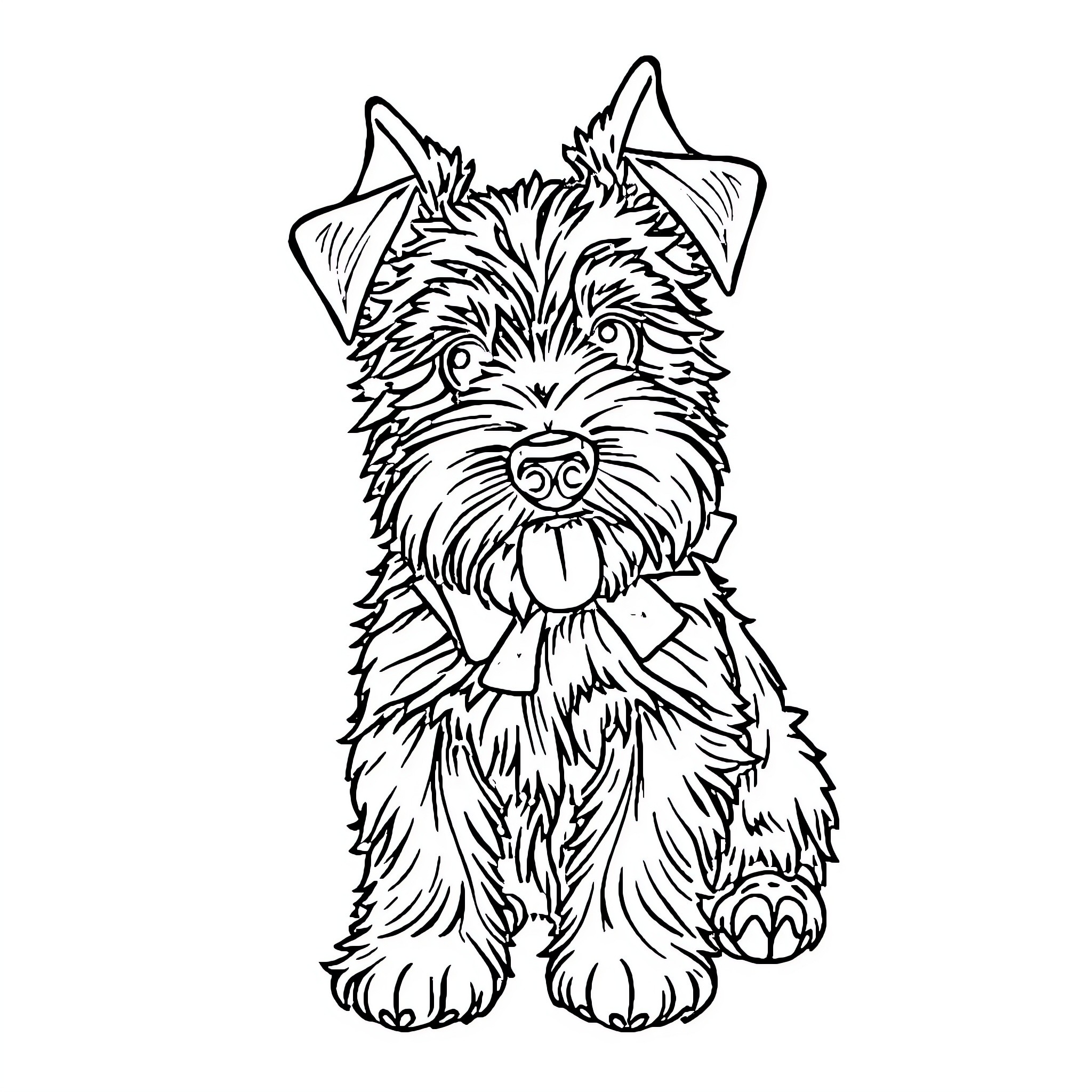 Schnauzer with Playful Expression Coloring Page (free black-and-white line drawing printable PDF for all, from beginners to advanced learners, including children, teens, adults, and seniors)