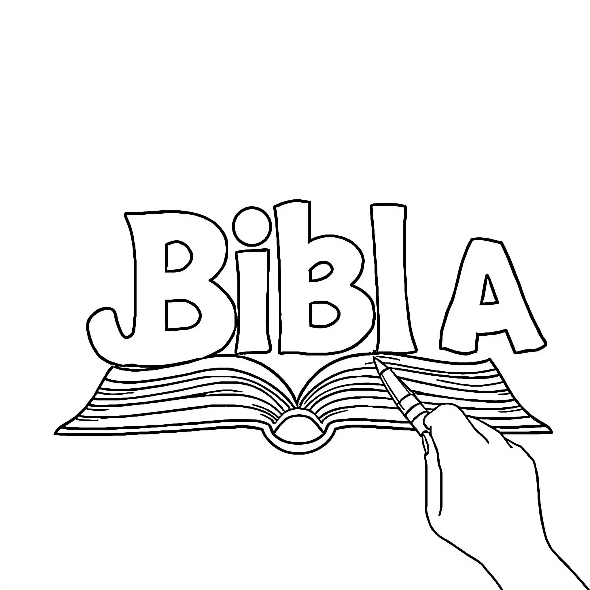 Biblia: Open Bible Book with Hand Coloring Page (free black-and-white line drawing printable PDF for all, from beginners to advanced learners, including children, teens, adults, and seniors)