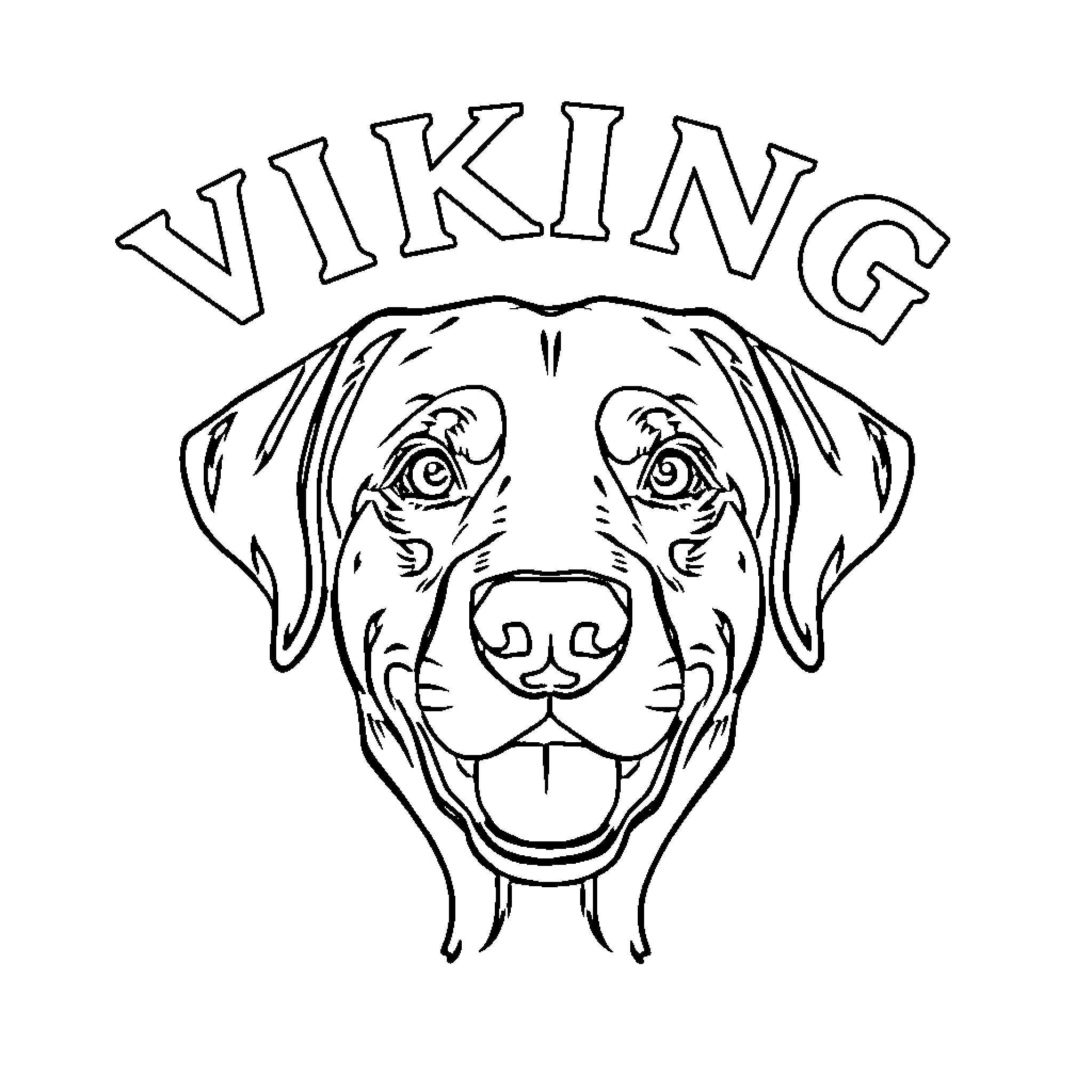 Labrador Viking with energetic expression Coloring Page (free black-and-white line drawing printable PDF for all, from beginners to advanced learners, including children, teens, adults, and seniors)