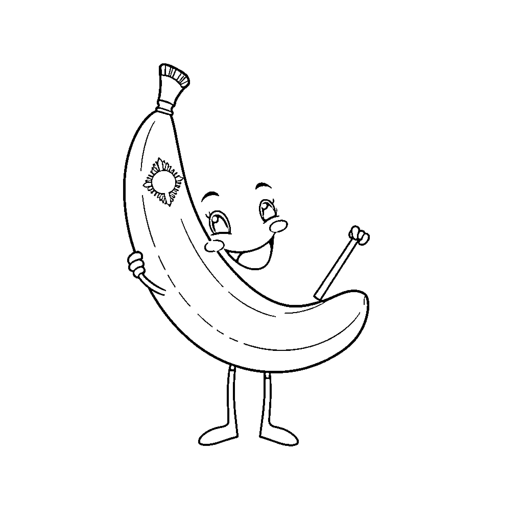 Banana playing with maracas and having fun Coloring Page (free black-and-white line drawing printable PDF for all, from beginners to advanced learners, including children, teens, adults, and seniors)