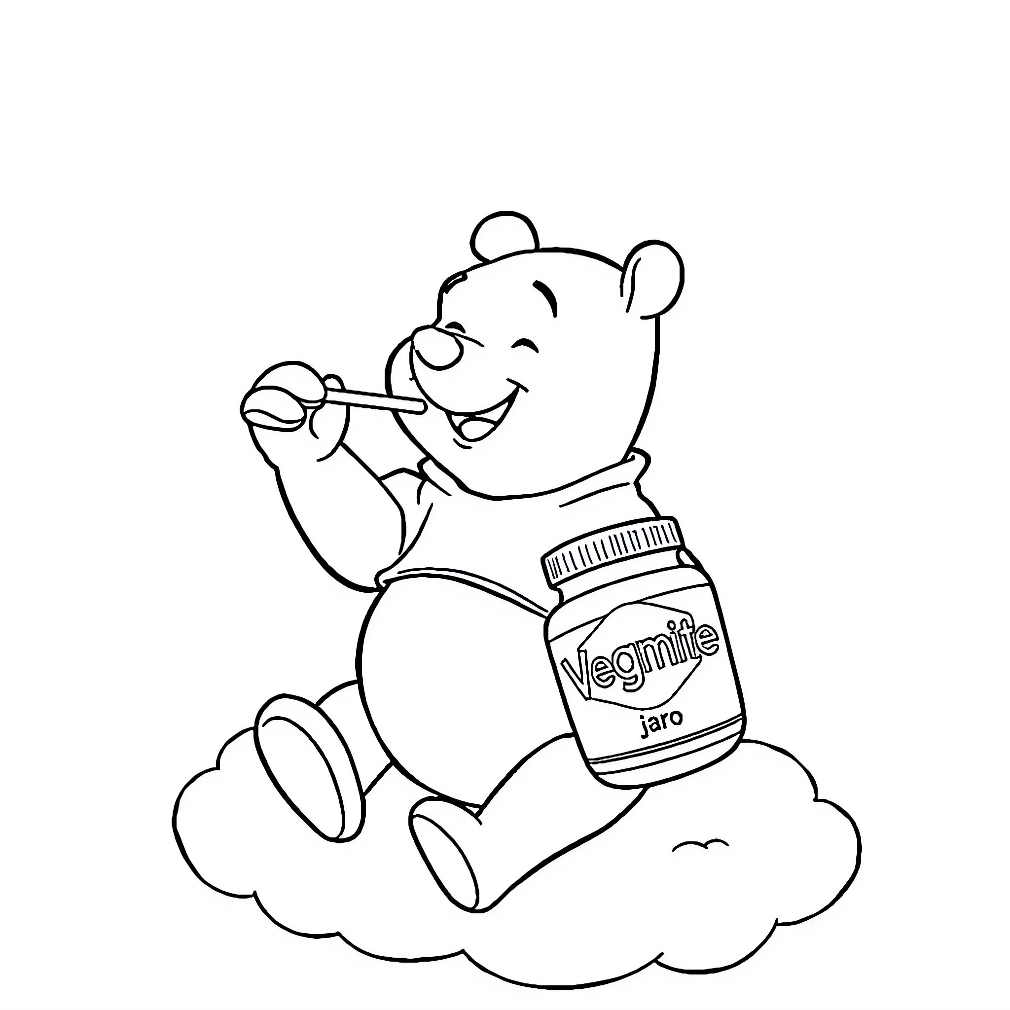 Winnie The Pooh enjoying a sweet treat Coloring Page (free black-and-white line drawing printable PDF for all, from beginners to advanced learners, including children, teens, adults, and seniors)