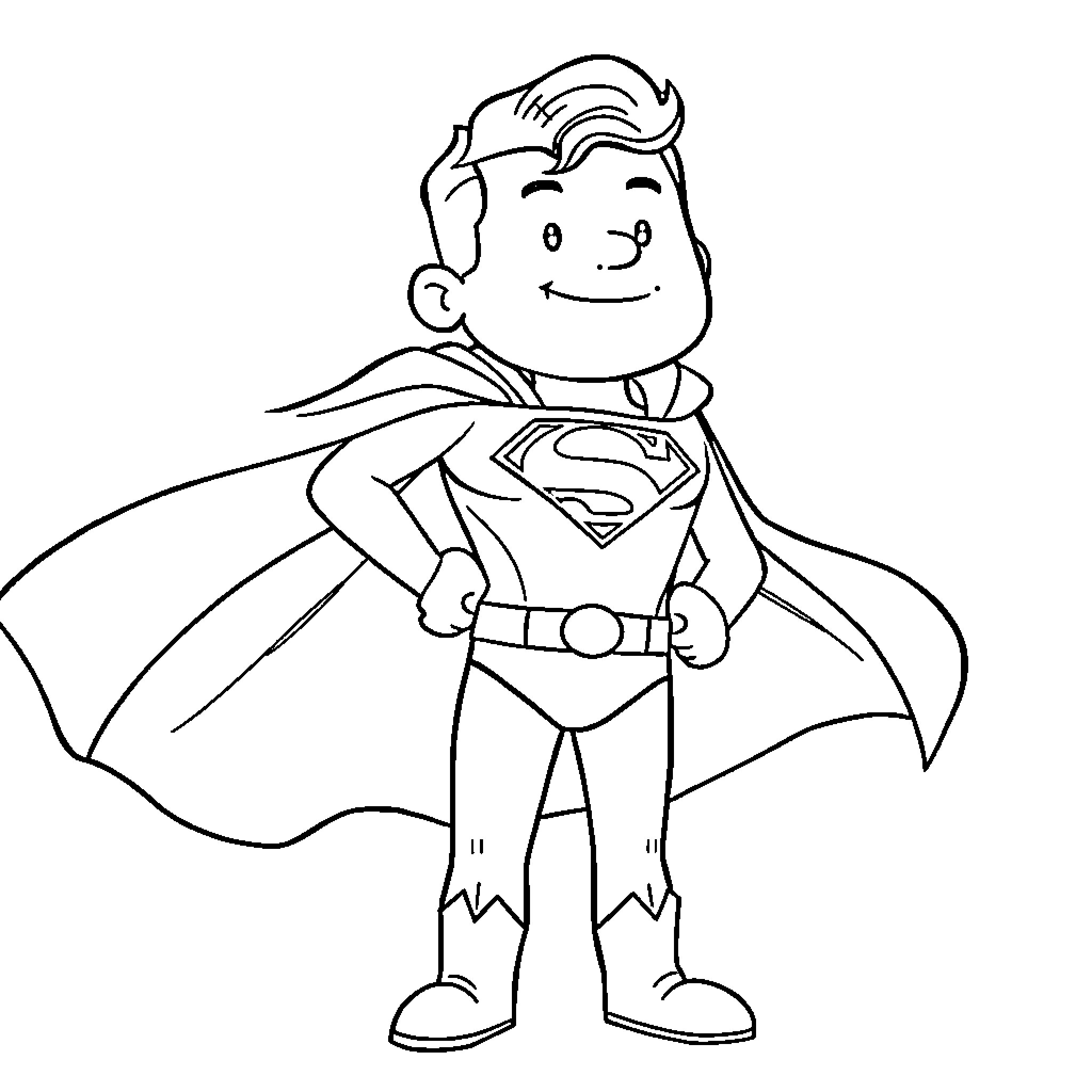 Bluey Superhero Posing Confidently Coloring Page (free black-and-white line drawing printable PDF for all, from beginners to advanced learners, including children, teens, adults, and seniors)
