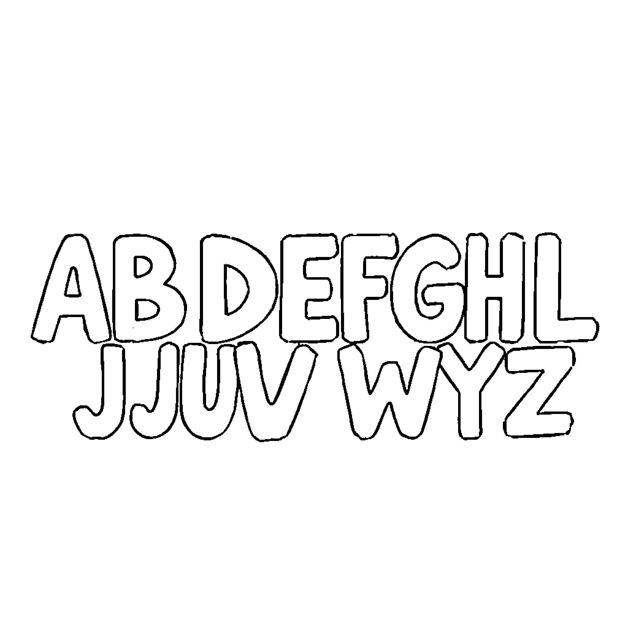 Alphabet letters drawn in outline Coloring Page (free black-and-white line drawing printable PDF for all, from beginners to advanced learners, including children, teens, adults, and seniors)