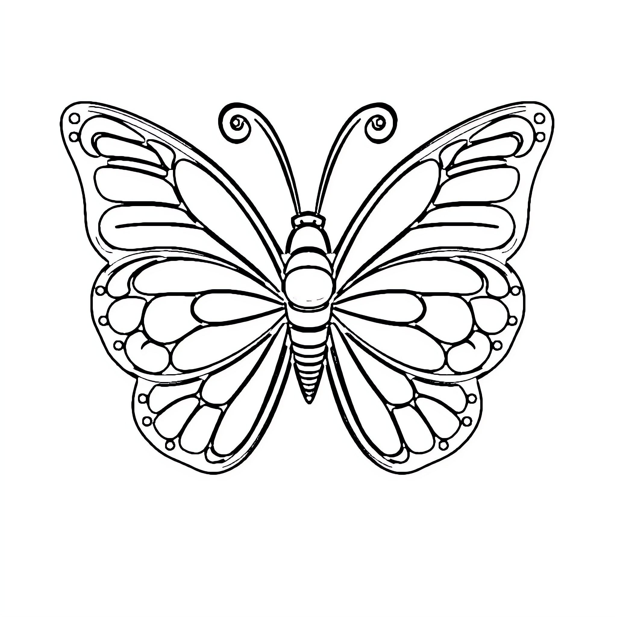 Butterfly in simple outline design Coloring Page (free black-and-white line drawing printable PDF for all, from beginners to advanced learners, including children, teens, adults, and seniors)