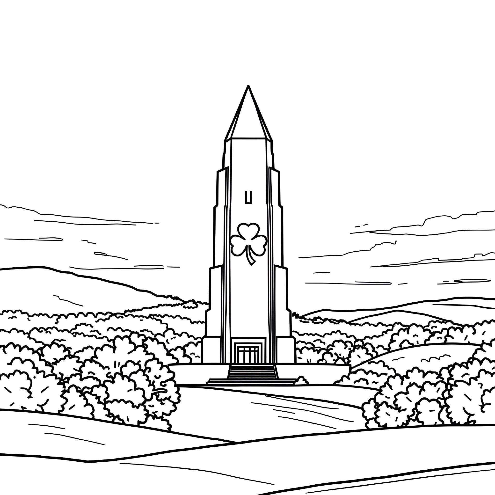 Monument of Symbolic Significance in Nature Coloring Page (free black-and-white line drawing printable PDF for all, from beginners to advanced learners, including children, teens, adults, and seniors)