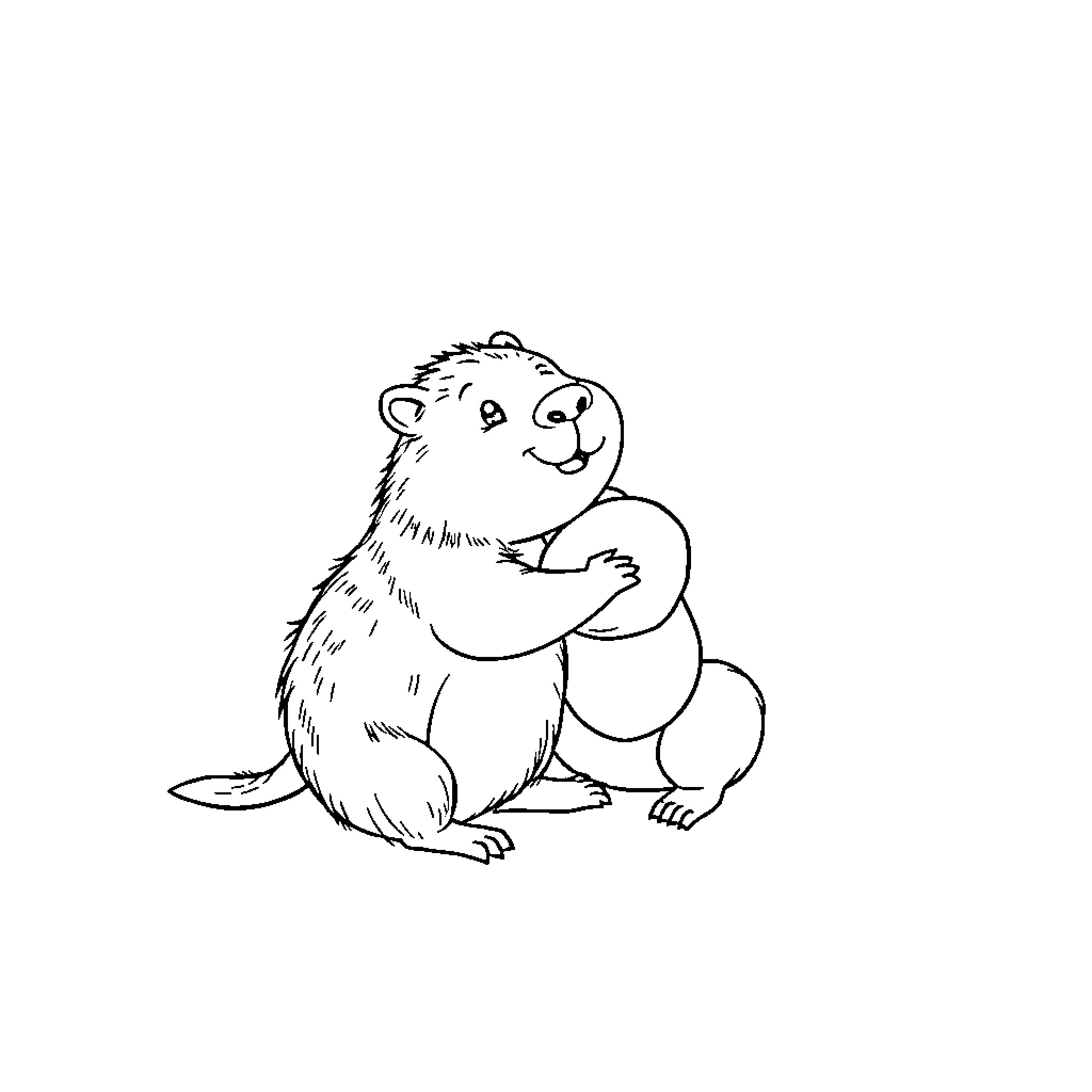 Capybara sitting contentedly in the grass Coloring Page (free black-and-white line drawing printable PDF for all, from beginners to advanced learners, including children, teens, adults, and seniors)