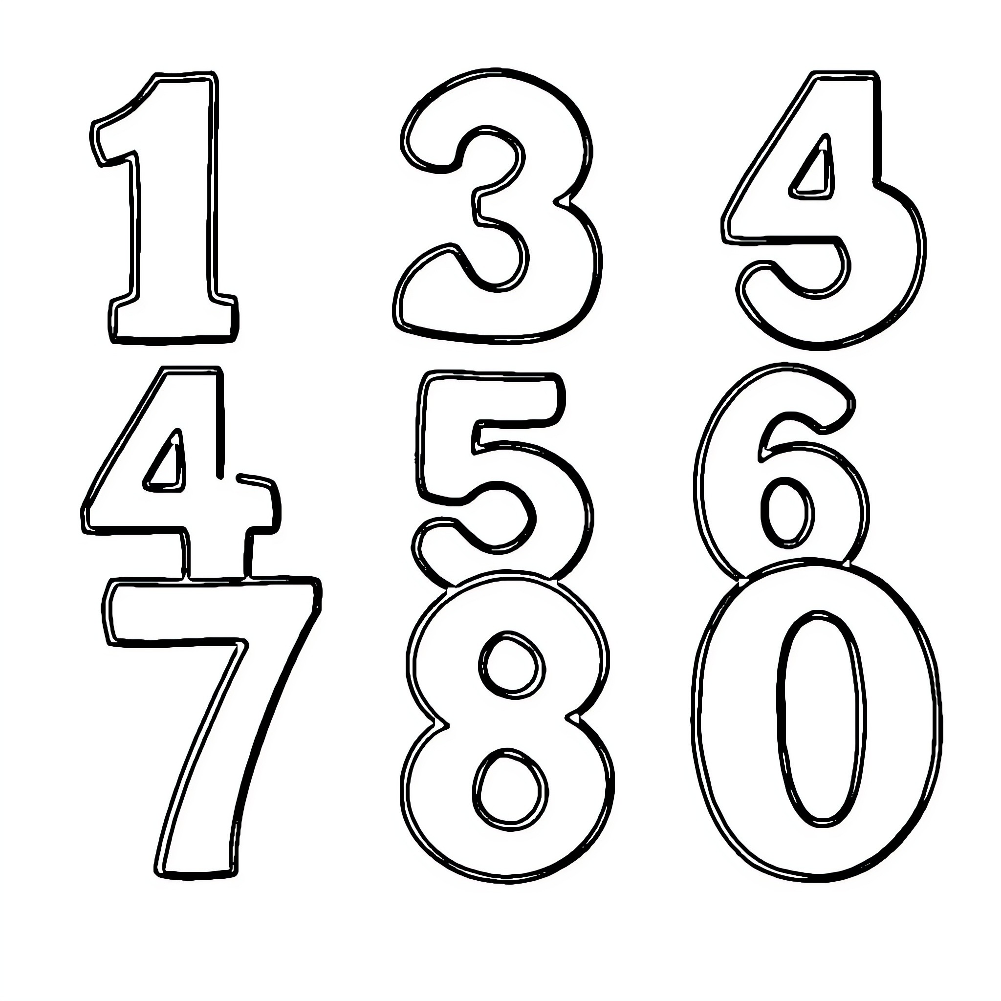 Number Set of Numeric Symbols Coloring Page (free black-and-white line drawing printable PDF for all, from beginners to advanced learners, including children, teens, adults, and seniors)
