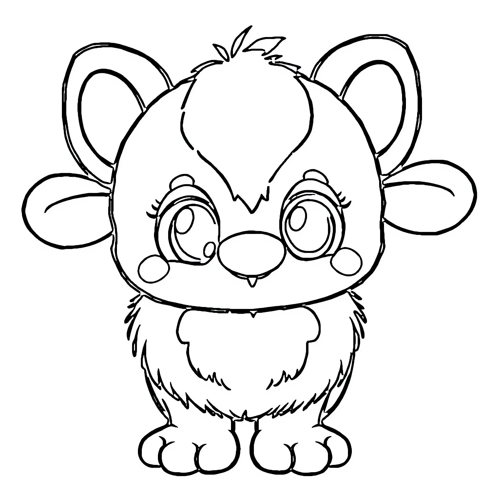 Labubu the Cute and Fluffy Creature Coloring Page (free black-and-white line drawing printable PDF for all, from beginners to advanced learners, including children, teens, adults, and seniors)