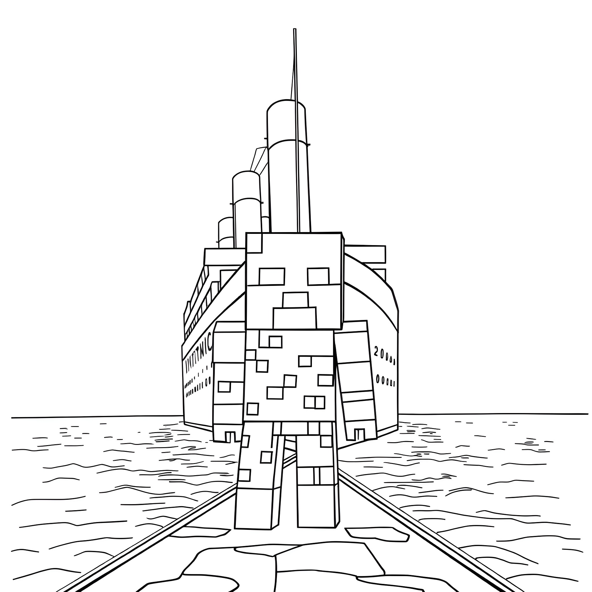 Creeper figure stalking near a tall building Coloring Page (free black-and-white line drawing printable PDF for all, from beginners to advanced learners, including children, teens, adults, and seniors)