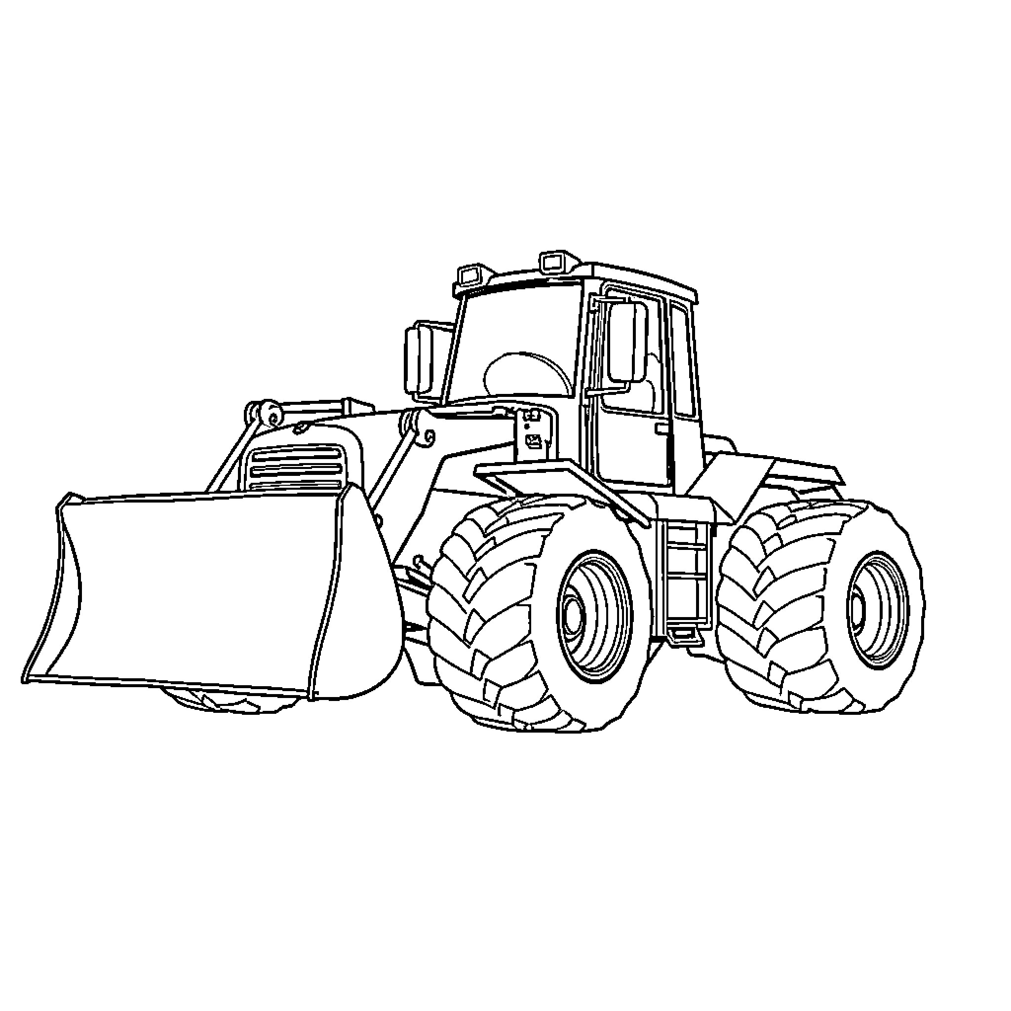 Race Car Bulldozer Machinery at Work Coloring Page (free black-and-white line drawing printable PDF for all, from beginners to advanced learners, including children, teens, adults, and seniors)