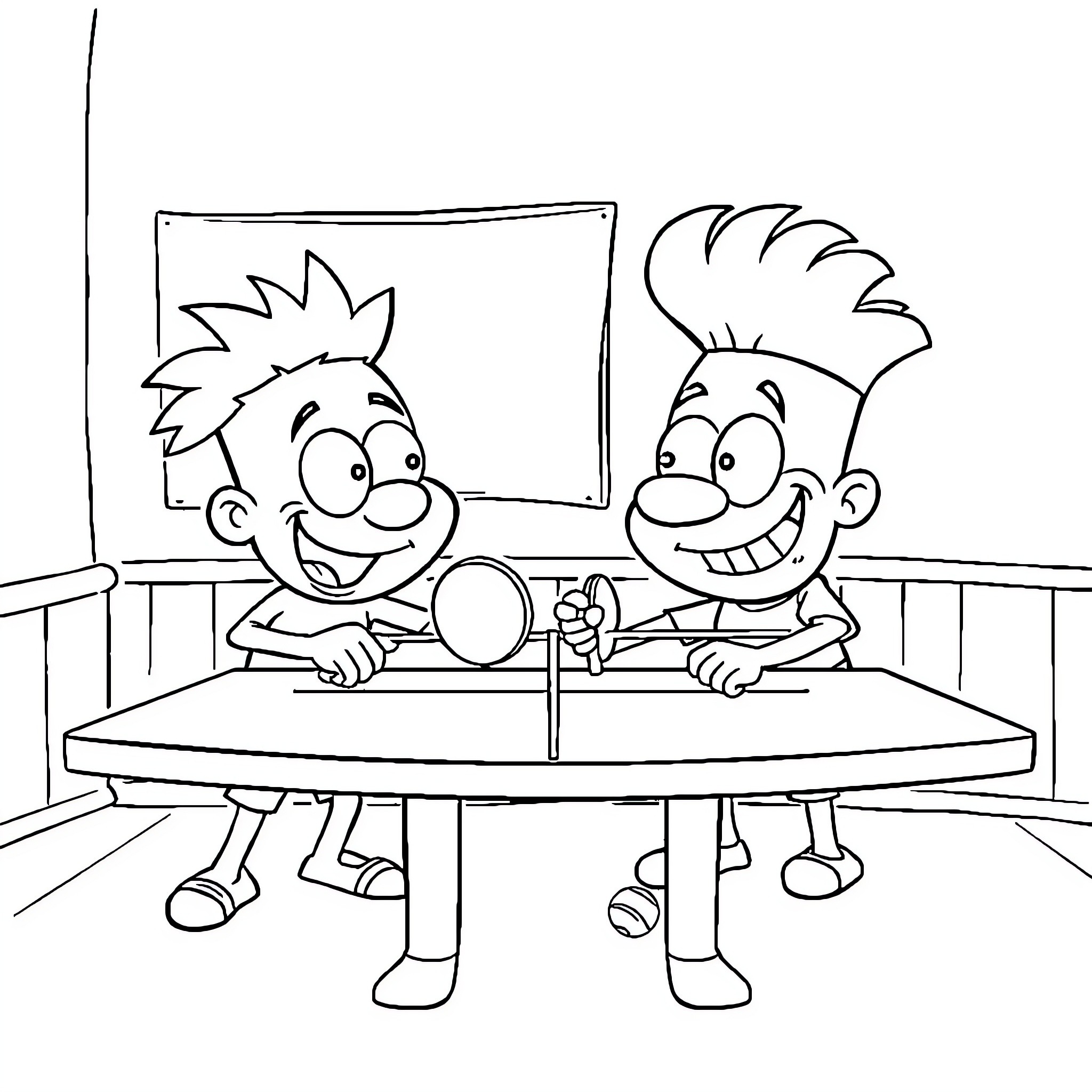Oui-oui friends having a fun conversation Coloring Page (free black-and-white line drawing printable PDF for all, from beginners to advanced learners, including children, teens, adults, and seniors)