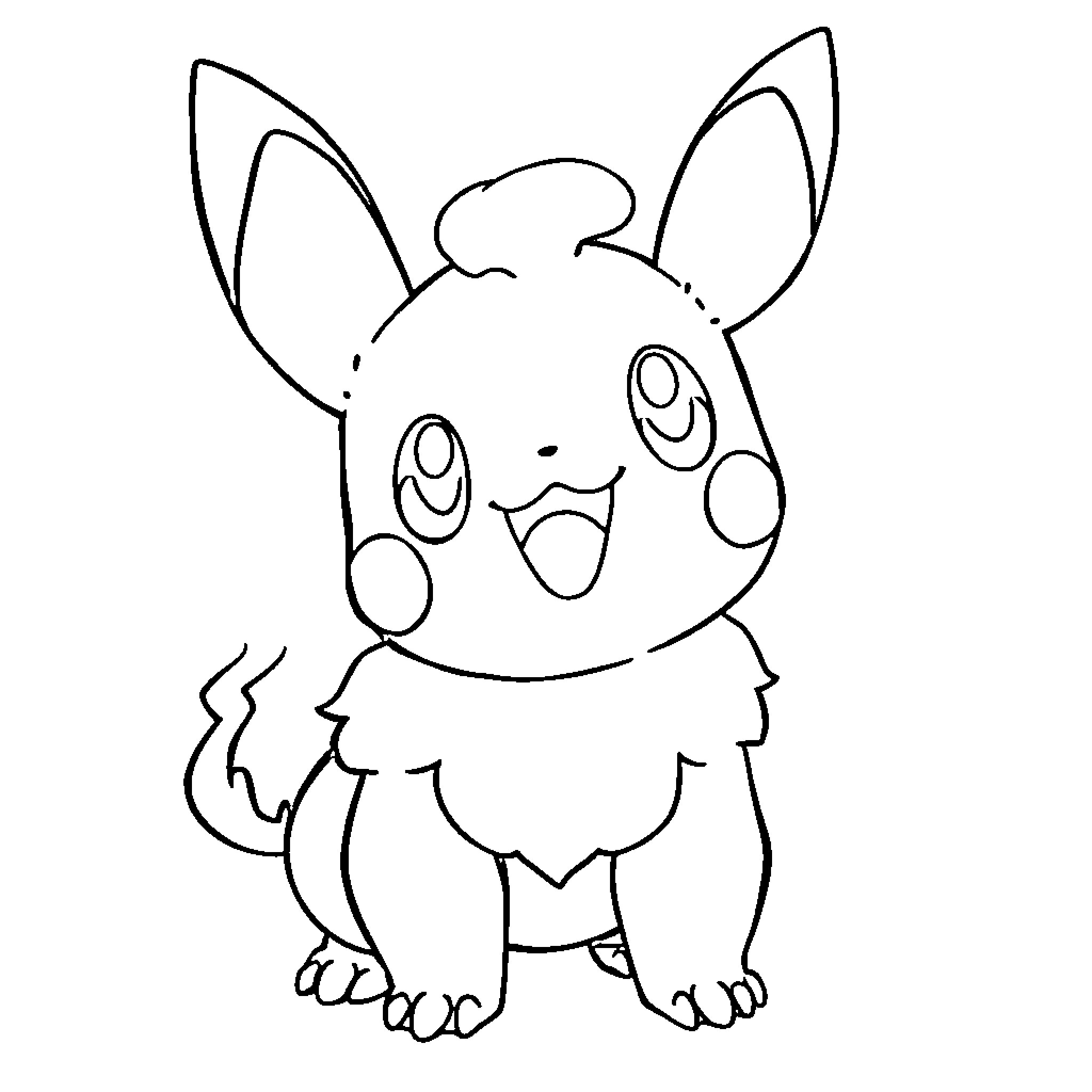 Pokémon character in a simple line drawing Coloring Page (free black-and-white line drawing printable PDF for all, from beginners to advanced learners, including children, teens, adults, and seniors)