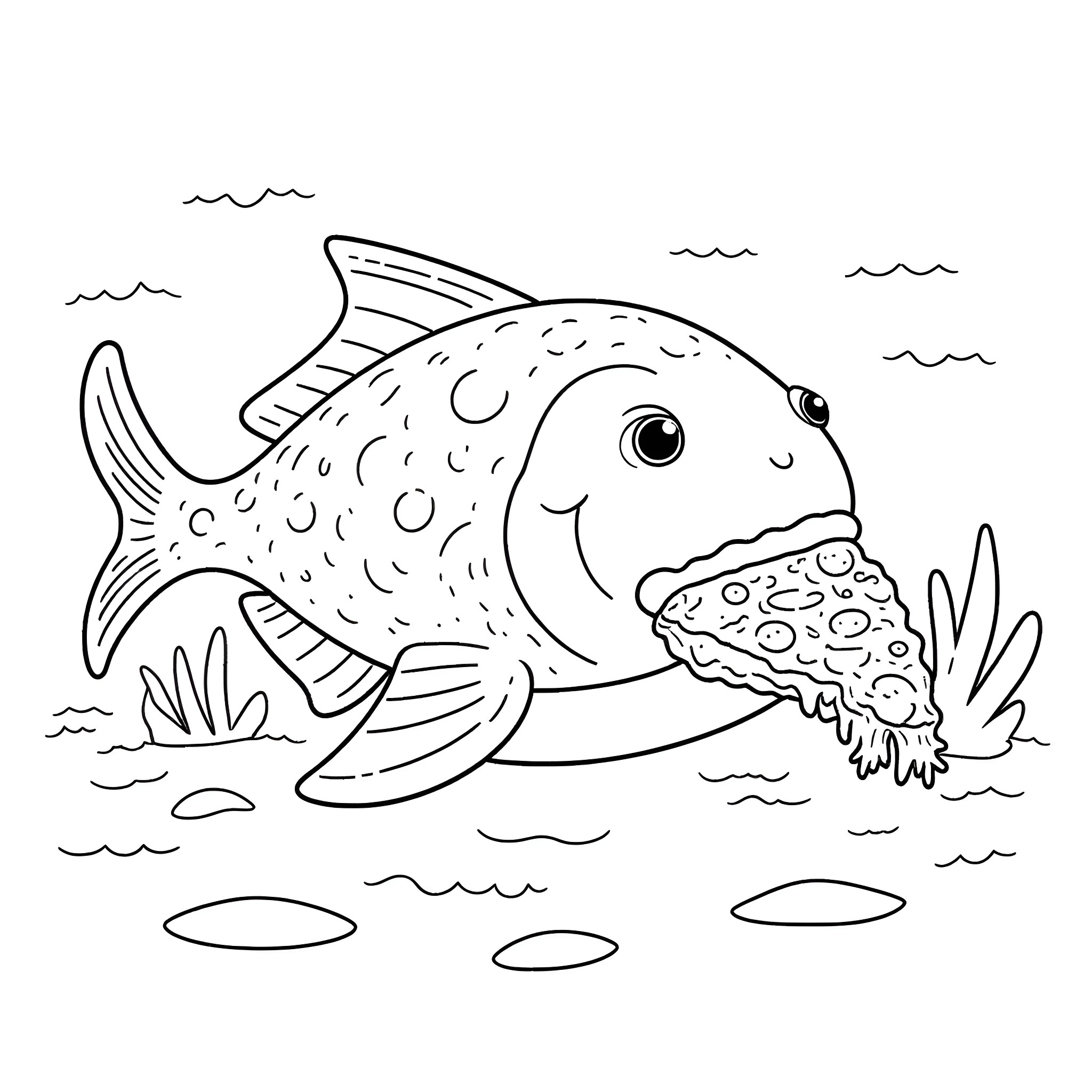 Anglerfish exploring the underwater world Coloring Page (free black-and-white line drawing printable PDF for all, from beginners to advanced learners, including children, teens, adults, and seniors)