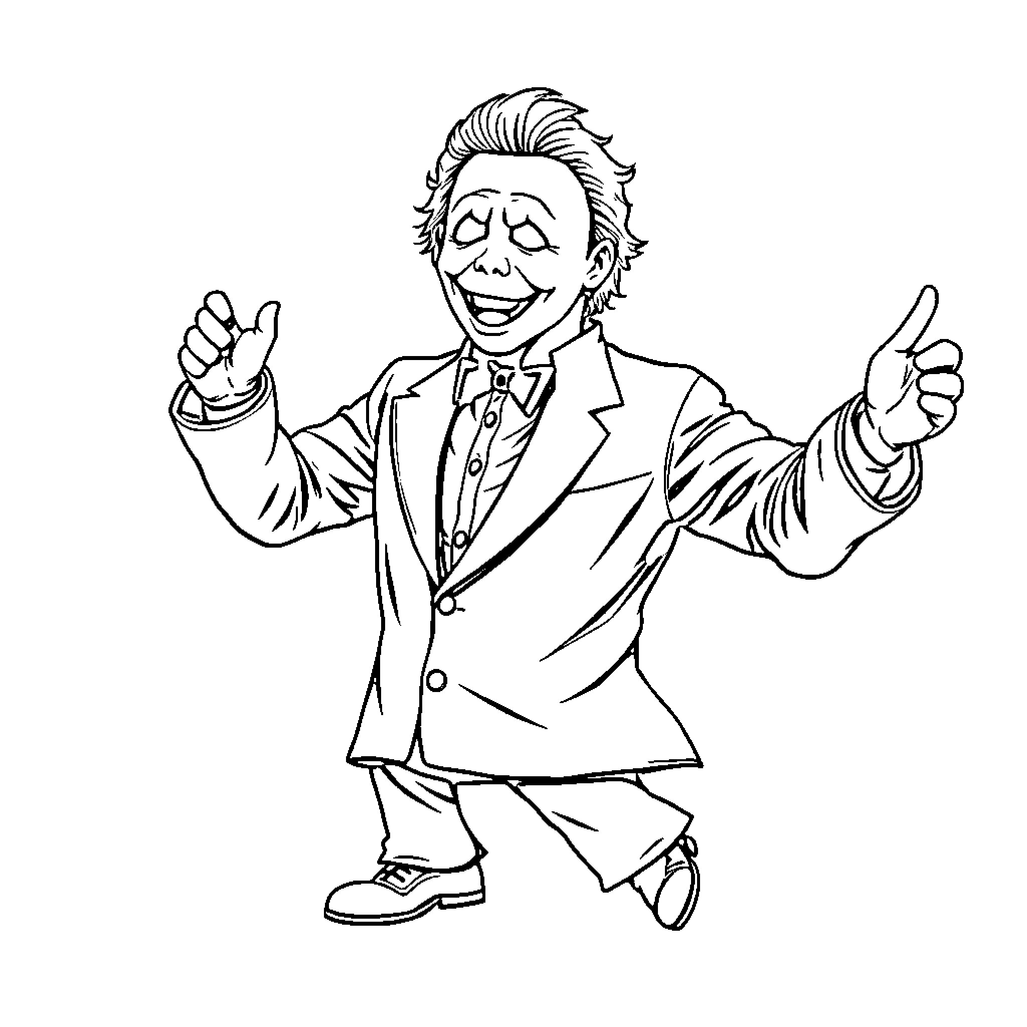 Michael Myers in Playful Gesture Coloring Page (free black-and-white line drawing printable PDF for all, from beginners to advanced learners, including children, teens, adults, and seniors)