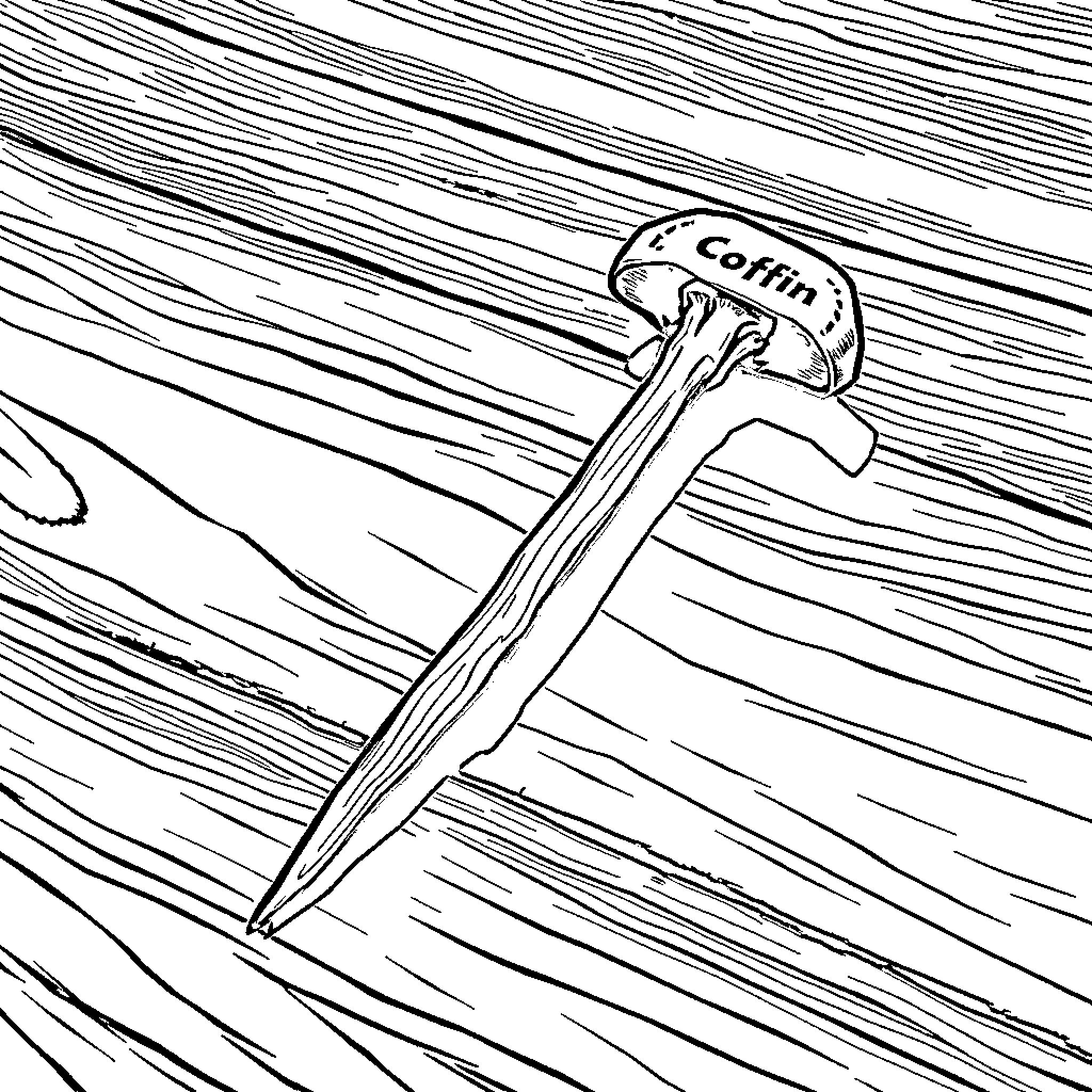 Coffin Nail Piercing Wooden Planks Coloring Page (free black-and-white line drawing printable PDF for all, from beginners to advanced learners, including children, teens, adults, and seniors)