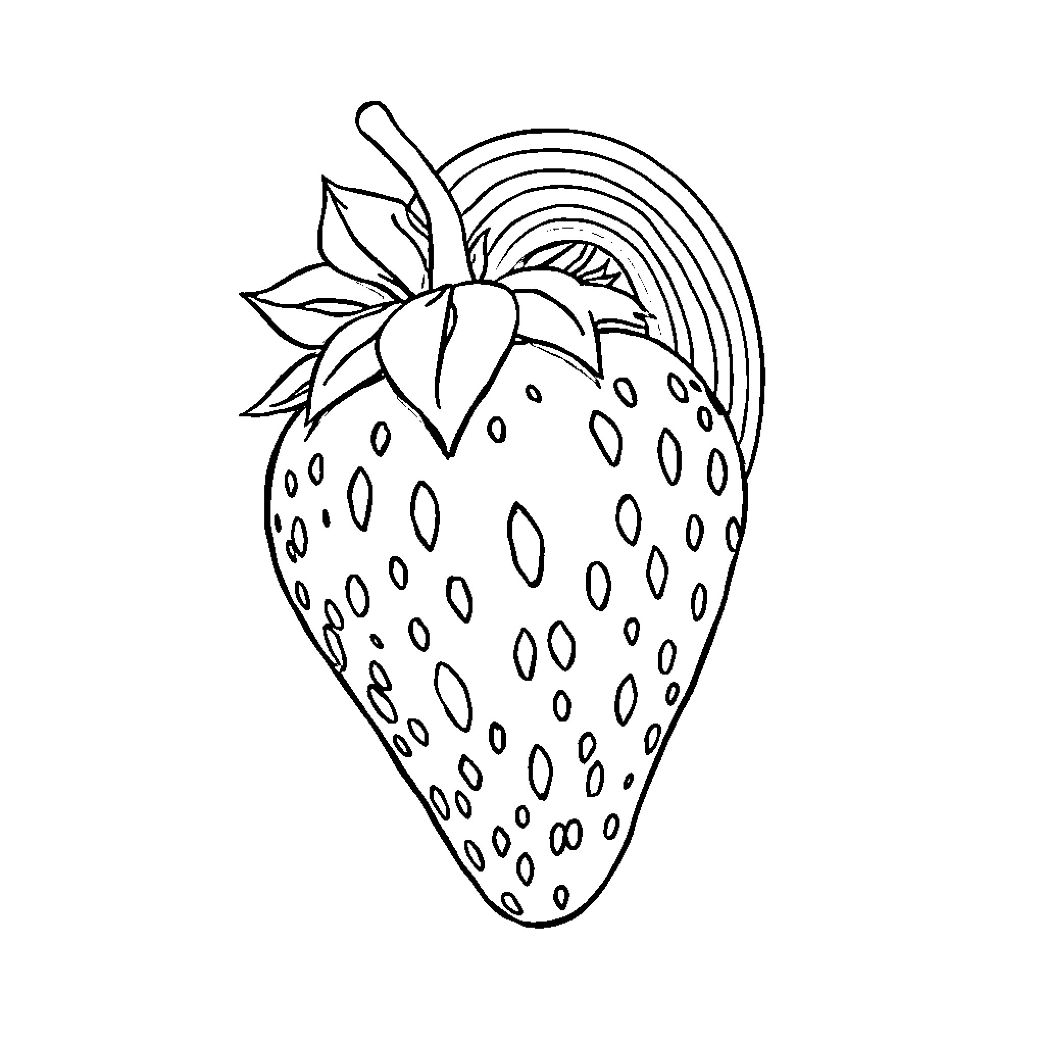 Strawberry with decorative patterns Coloring Page (free black-and-white line drawing printable PDF for all, from beginners to advanced learners, including children, teens, adults, and seniors)
