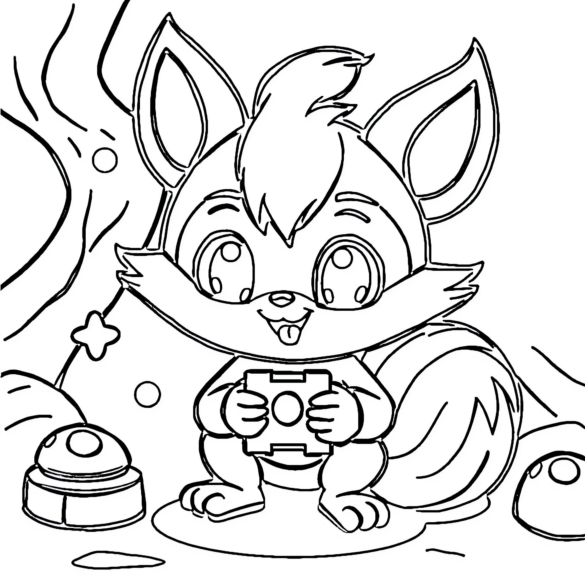 Sprunki playing with toys in the park Coloring Page (free black-and-white line drawing printable PDF for all, from beginners to advanced learners, including children, teens, adults, and seniors)