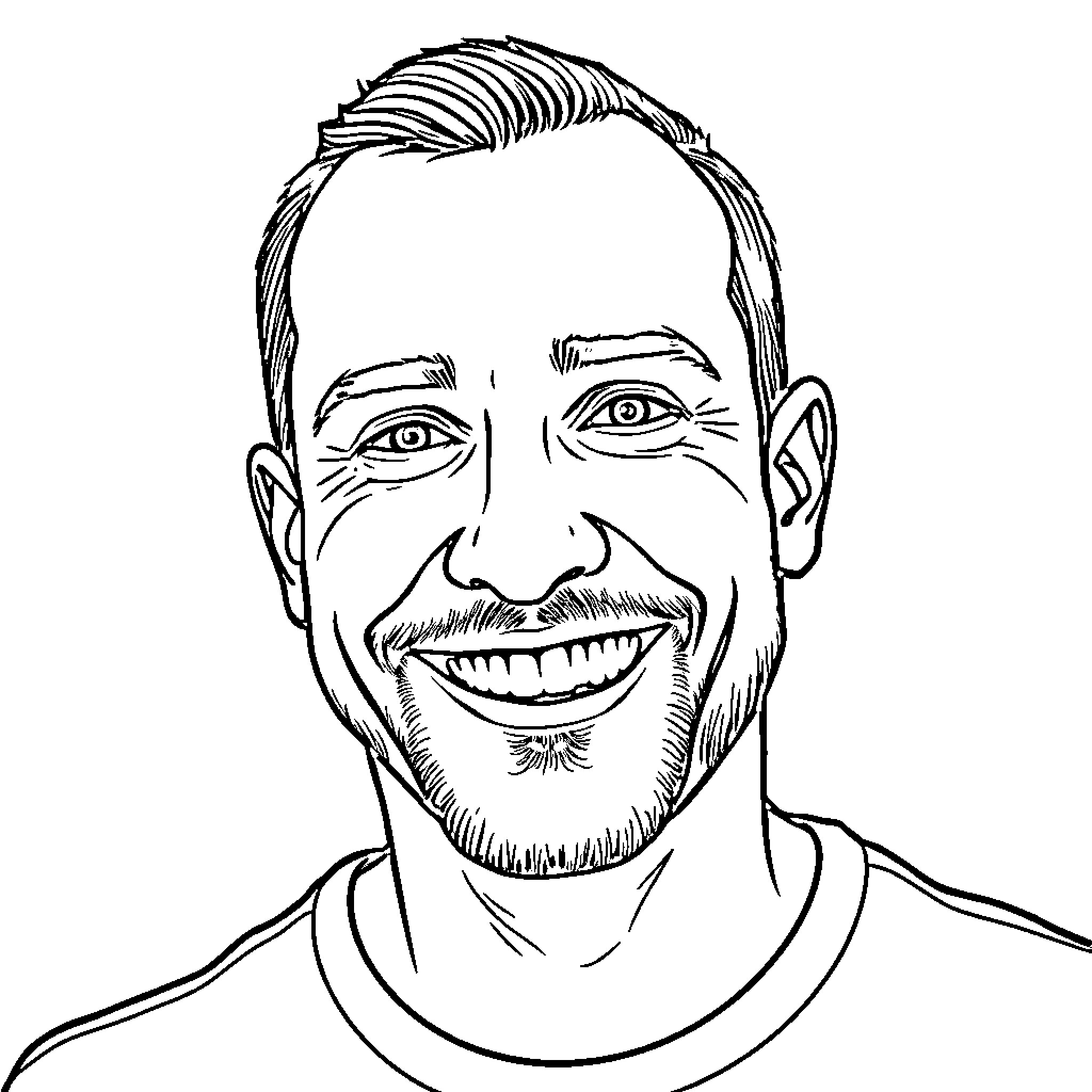 Joao Neves - Smiling man with an upbeat expression Coloring Page (free black-and-white line drawing printable PDF for all, from beginners to advanced learners, including children, teens, adults, and seniors)