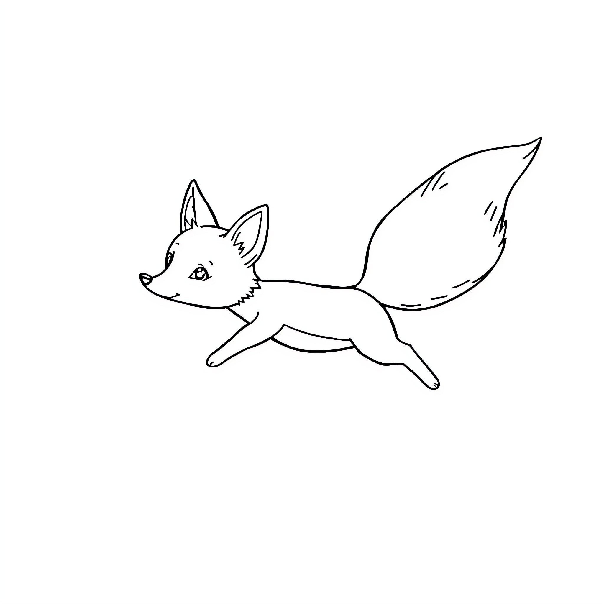 Tails of a running fox Coloring Page (free black-and-white line drawing printable PDF for all, from beginners to advanced learners, including children, teens, adults, and seniors)