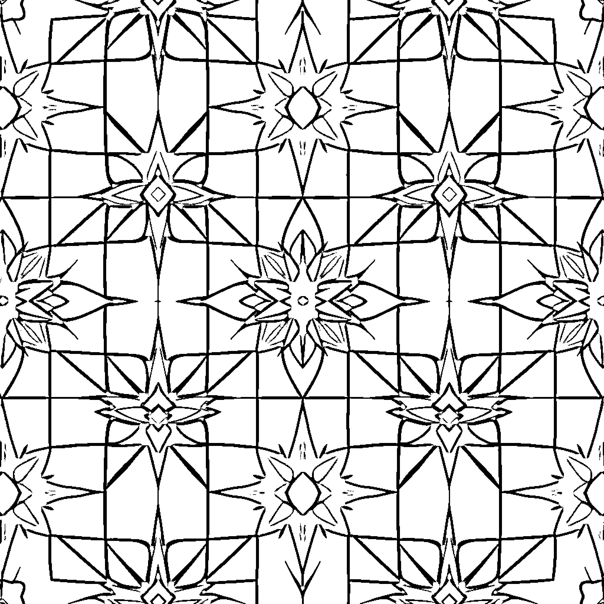 Pattern of Intricate Geometric Designs Coloring Page (free black-and-white line drawing printable PDF for all, from beginners to advanced learners, including children, teens, adults, and seniors)