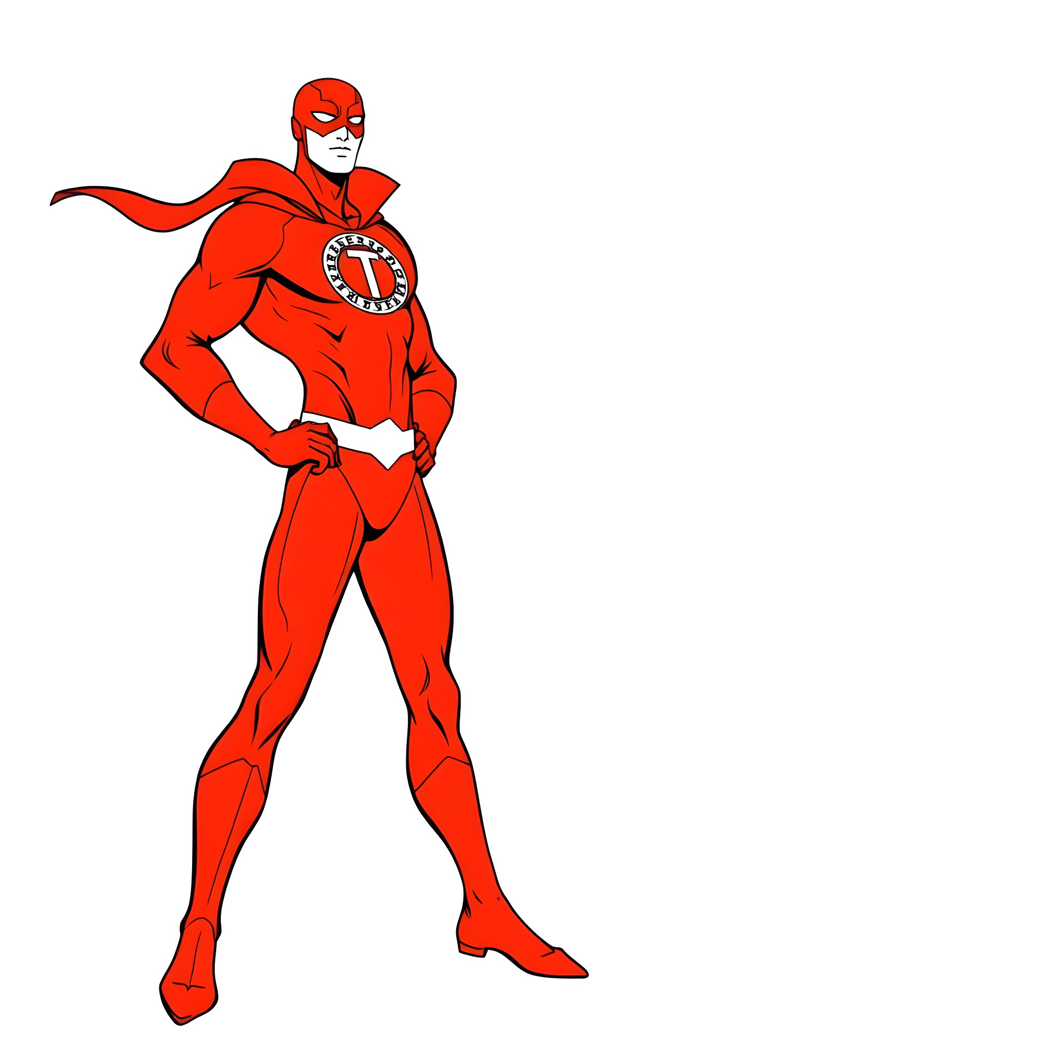 Red Tornado hero in action pose Coloring Page (free black-and-white line drawing printable PDF for all, from beginners to advanced learners, including children, teens, adults, and seniors)