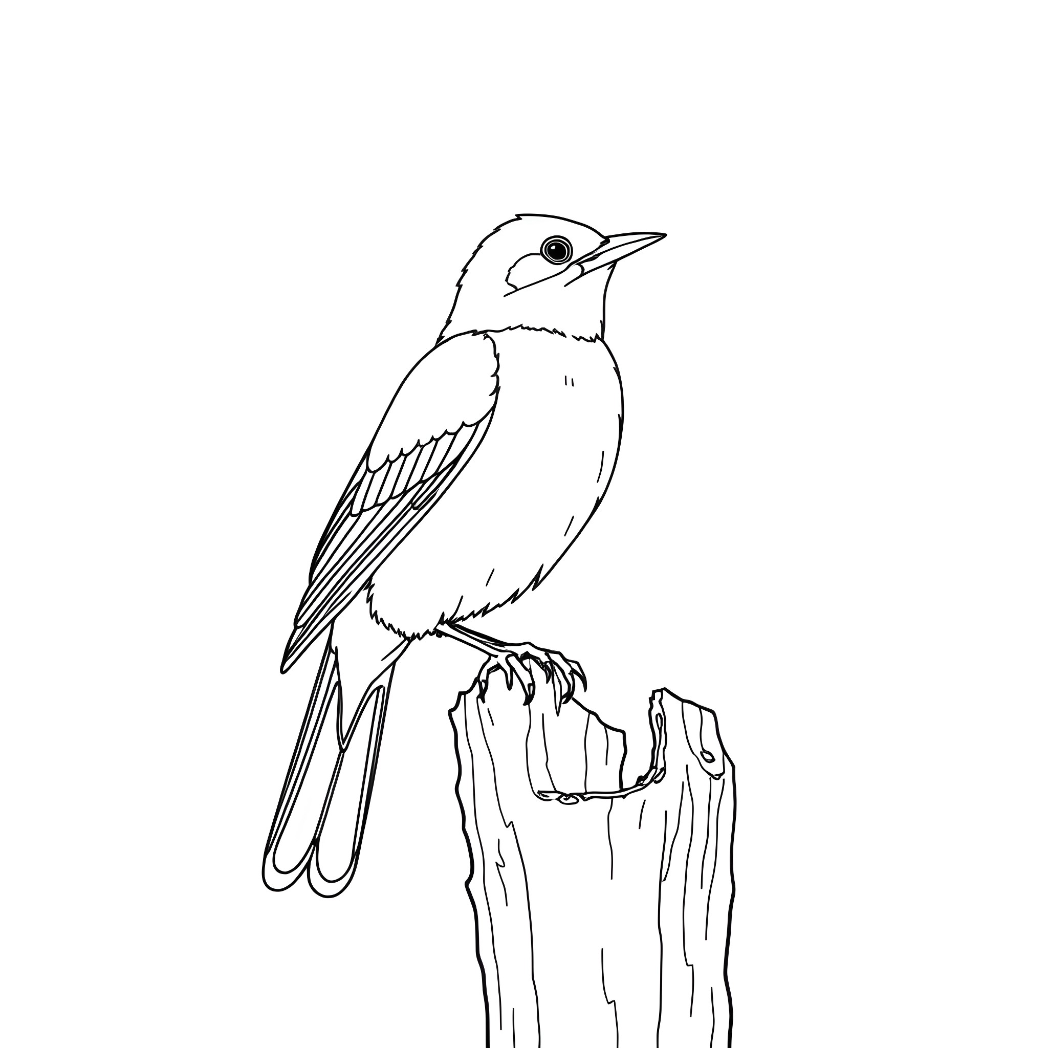 Tanager perched on a tree branch Coloring Page (free black-and-white line drawing printable PDF for all, from beginners to advanced learners, including children, teens, adults, and seniors)