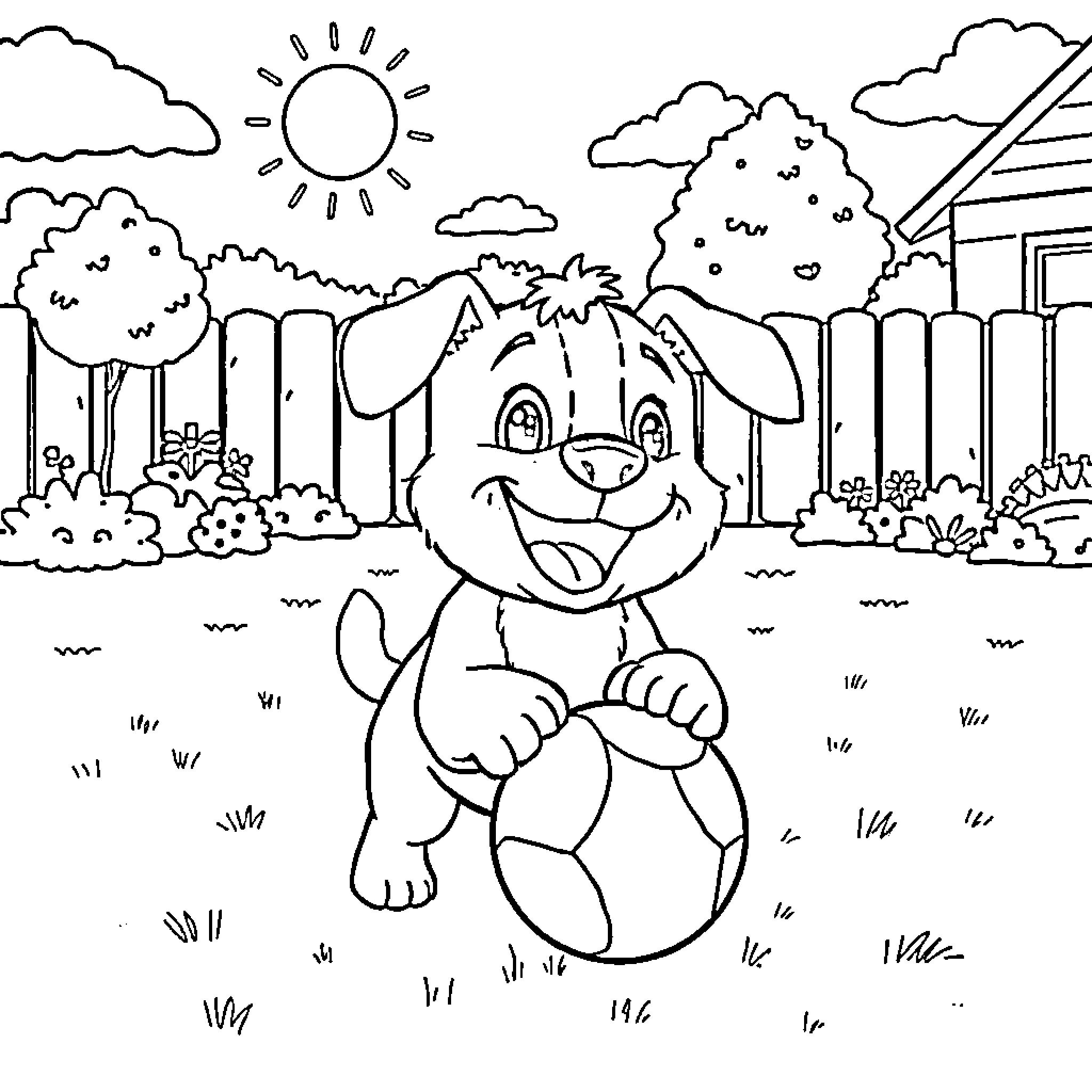Bluey enjoying the outdoors in a cheerful scene Coloring Page (free black-and-white line drawing printable PDF for all, from beginners to advanced learners, including children, teens, adults, and seniors)