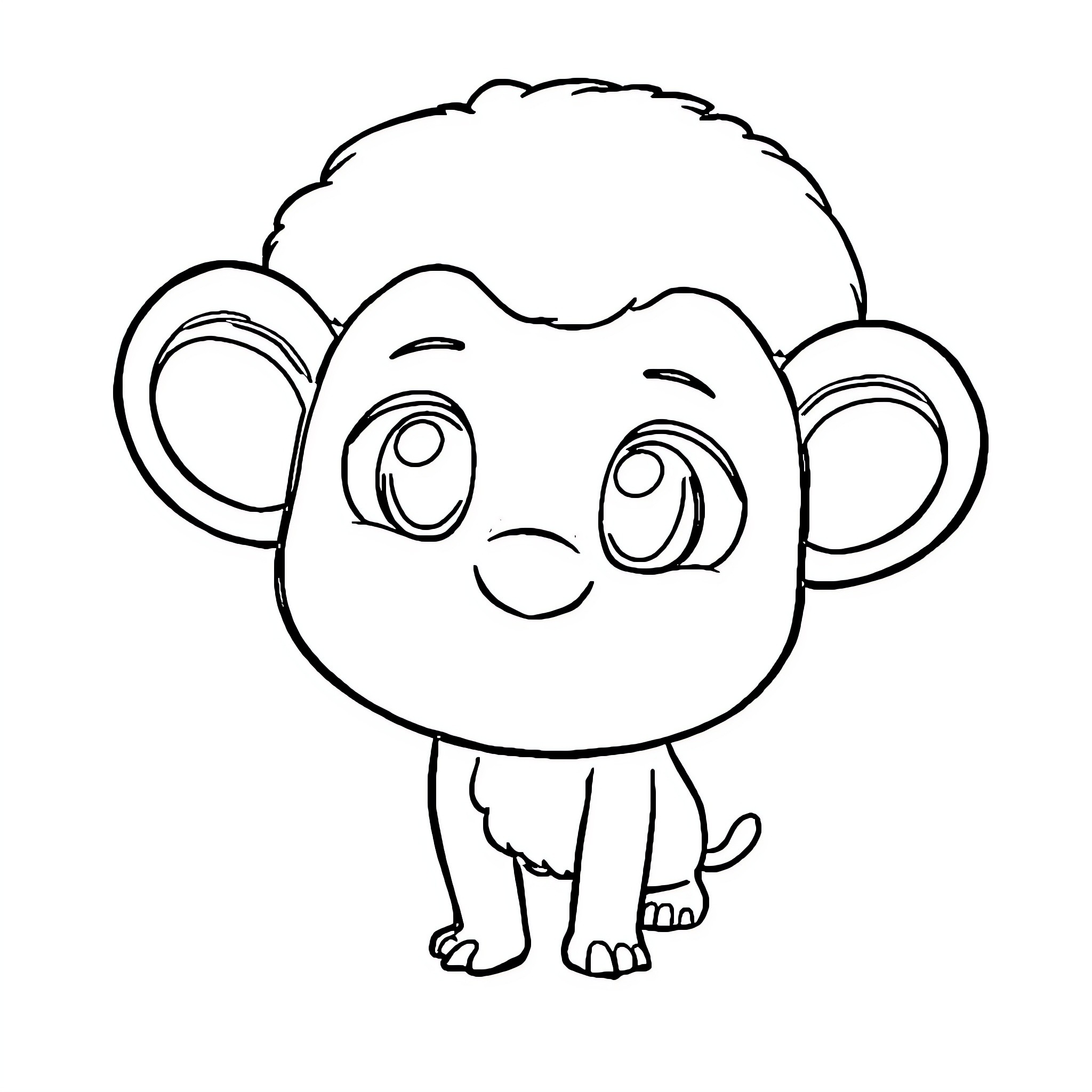 Labubu's cheerful monkey expression Coloring Page (free black-and-white line drawing printable PDF for all, from beginners to advanced learners, including children, teens, adults, and seniors)