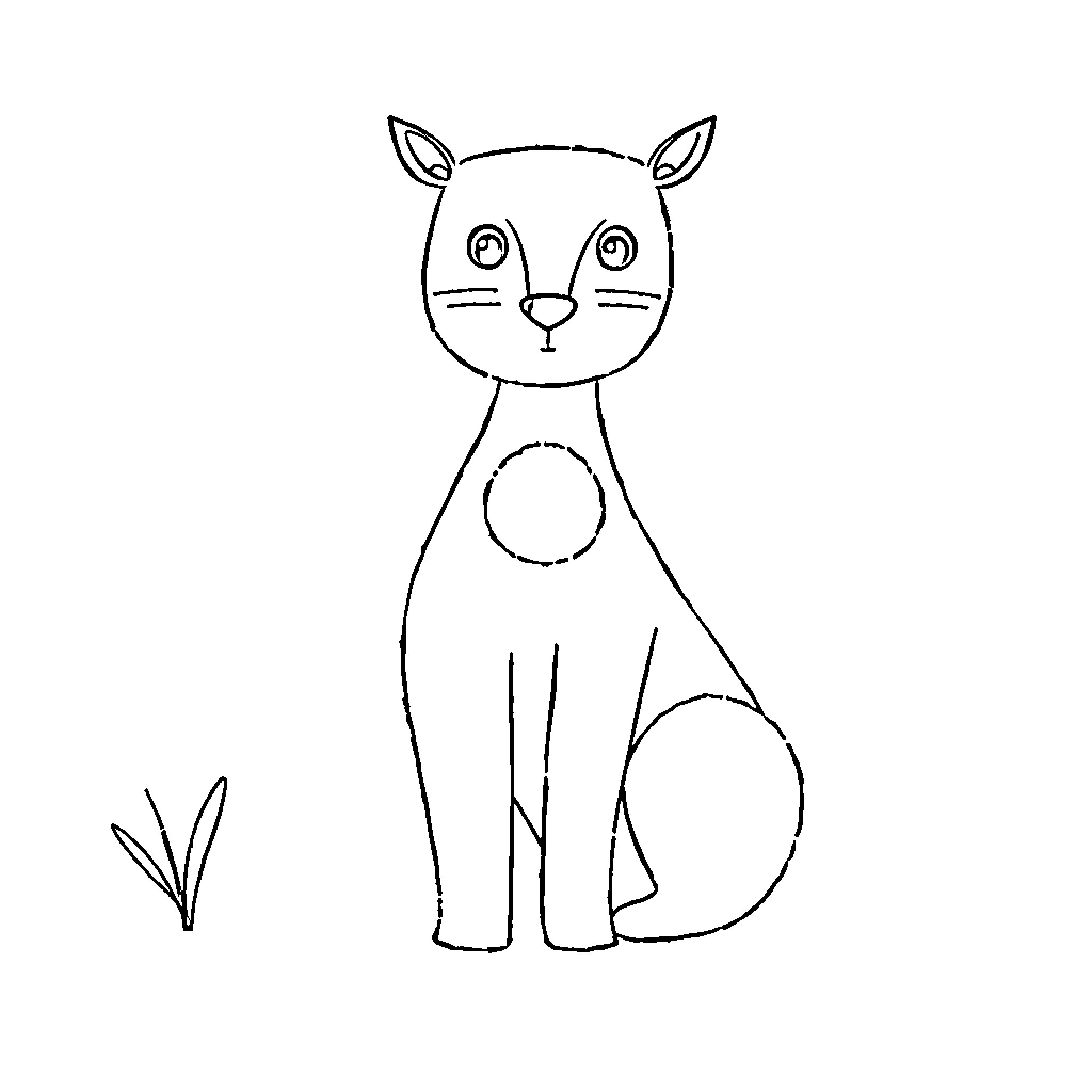 Animal sitting calmly in the field Coloring Page (free black-and-white line drawing printable PDF for all, from beginners to advanced learners, including children, teens, adults, and seniors)