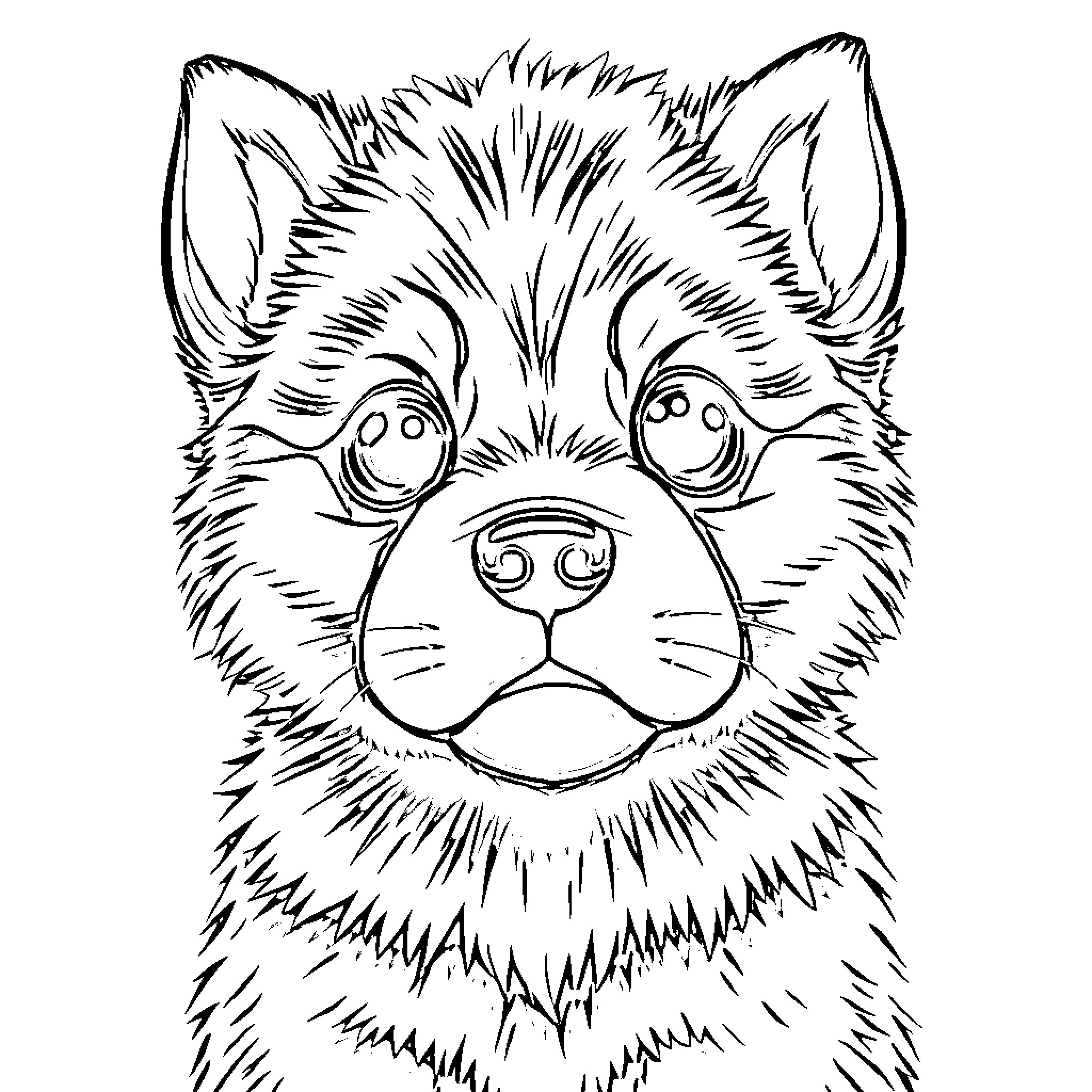 Husky dog with a curious expression Coloring Page (free black-and-white line drawing printable PDF for all, from beginners to advanced learners, including children, teens, adults, and seniors)