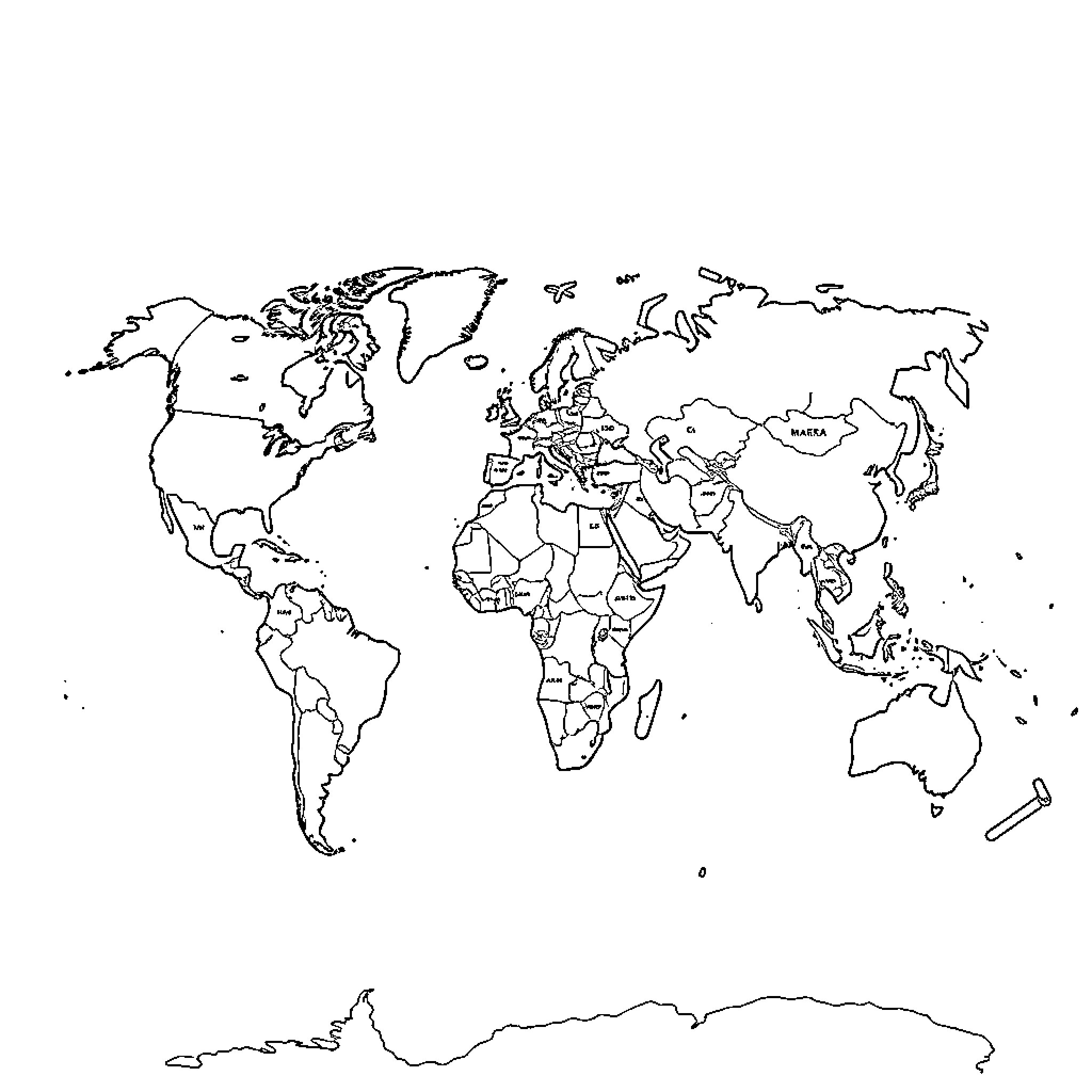 Atlas of the Outlined World Coloring Page (free black-and-white line drawing printable PDF for all, from beginners to advanced learners, including children, teens, adults, and seniors)