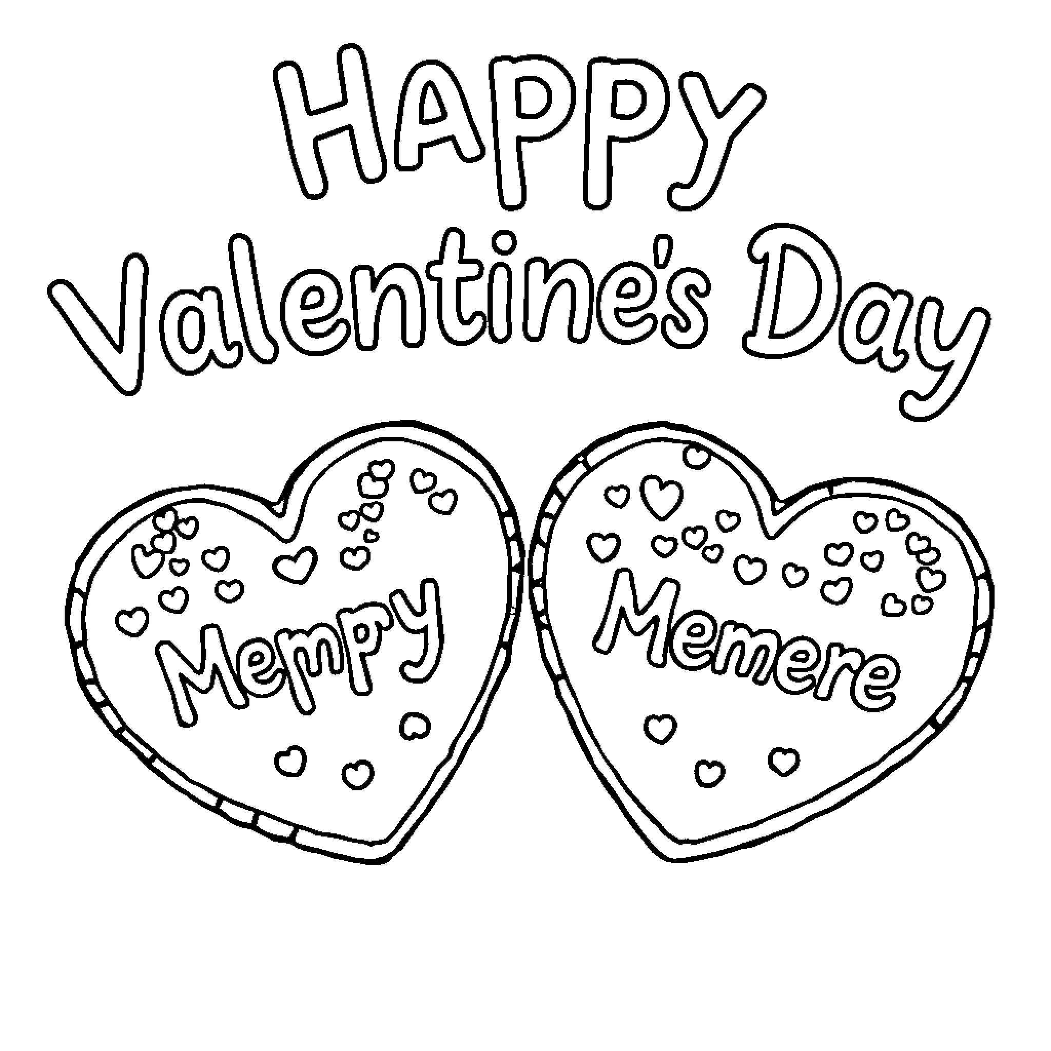 Heart-shaped Gifts for Valentine's Day Coloring Page (free black-and-white line drawing printable PDF for all, from beginners to advanced learners, including children, teens, adults, and seniors)