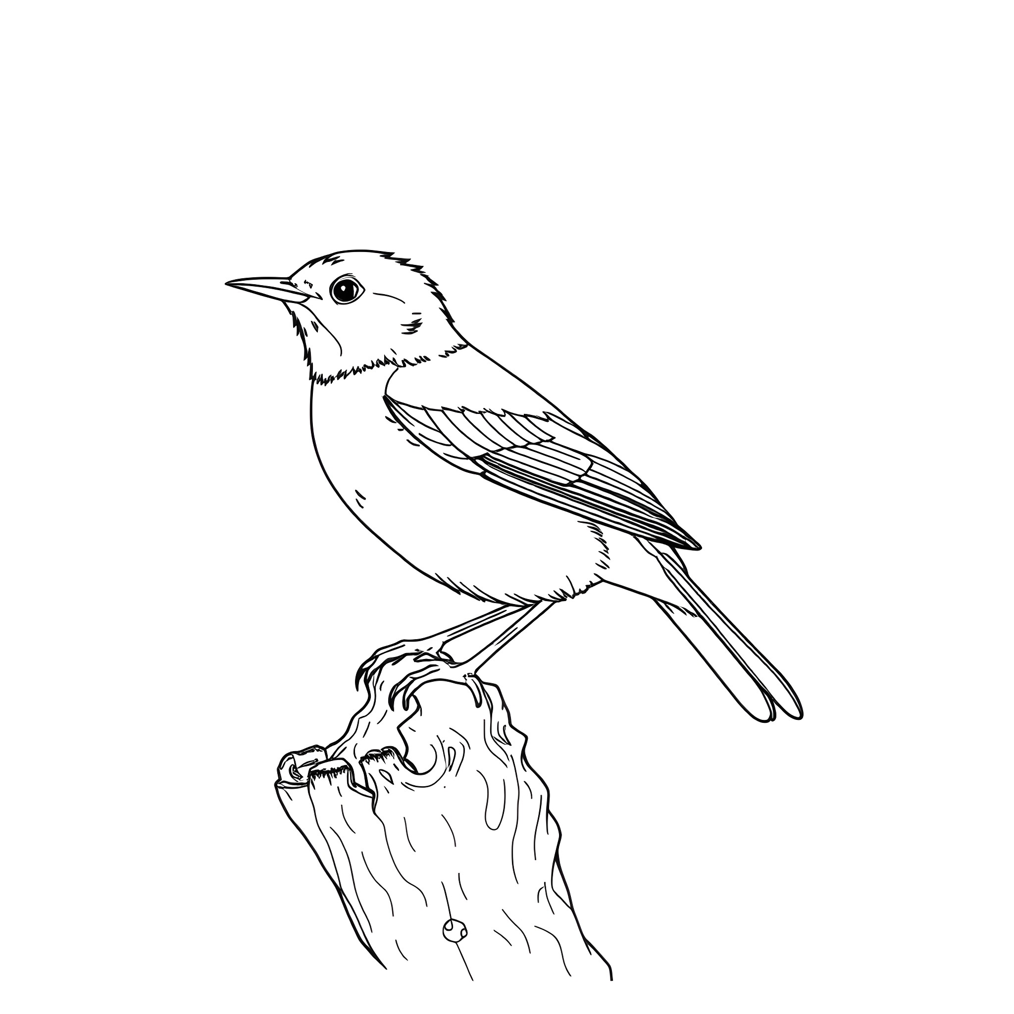 Dacnis Bird perched on a branch Coloring Page (free black-and-white line drawing printable PDF for all, from beginners to advanced learners, including children, teens, adults, and seniors)