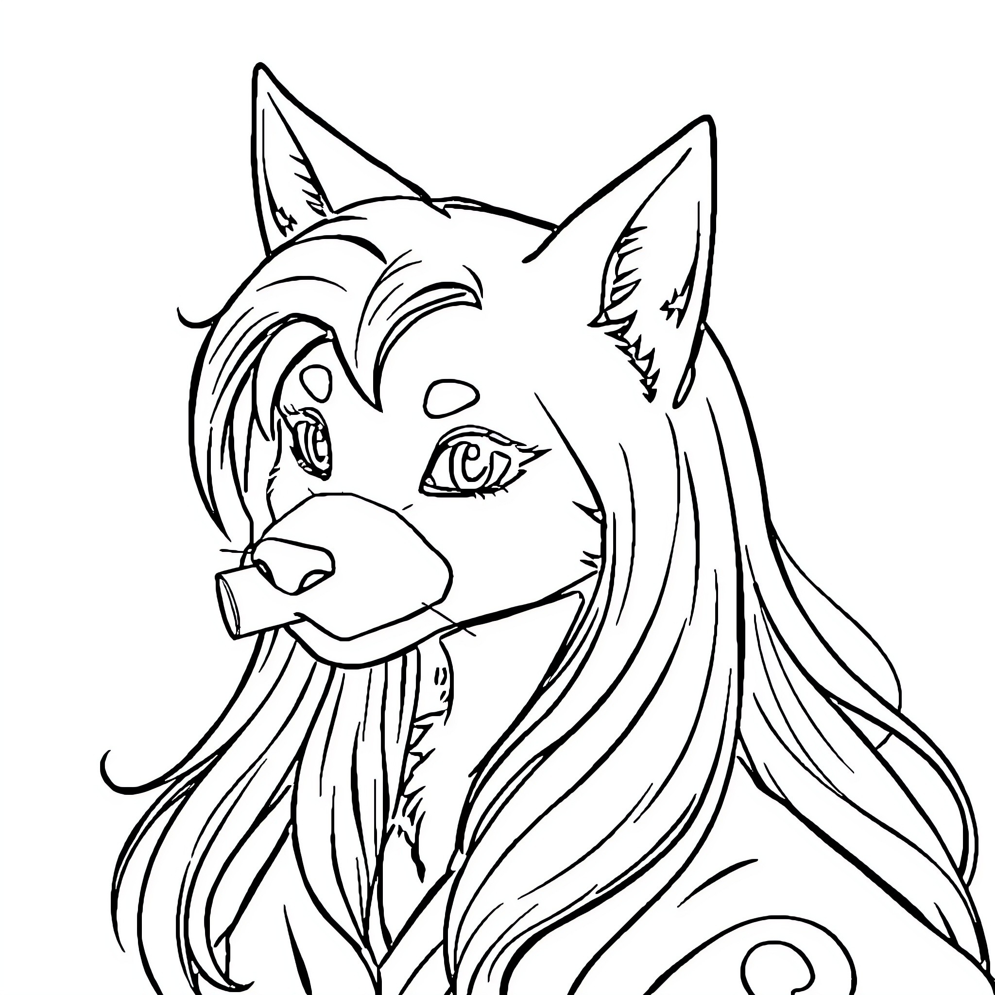 Nezuko in an animated style Coloring Page (free black-and-white line drawing printable PDF for all, from beginners to advanced learners, including children, teens, adults, and seniors)