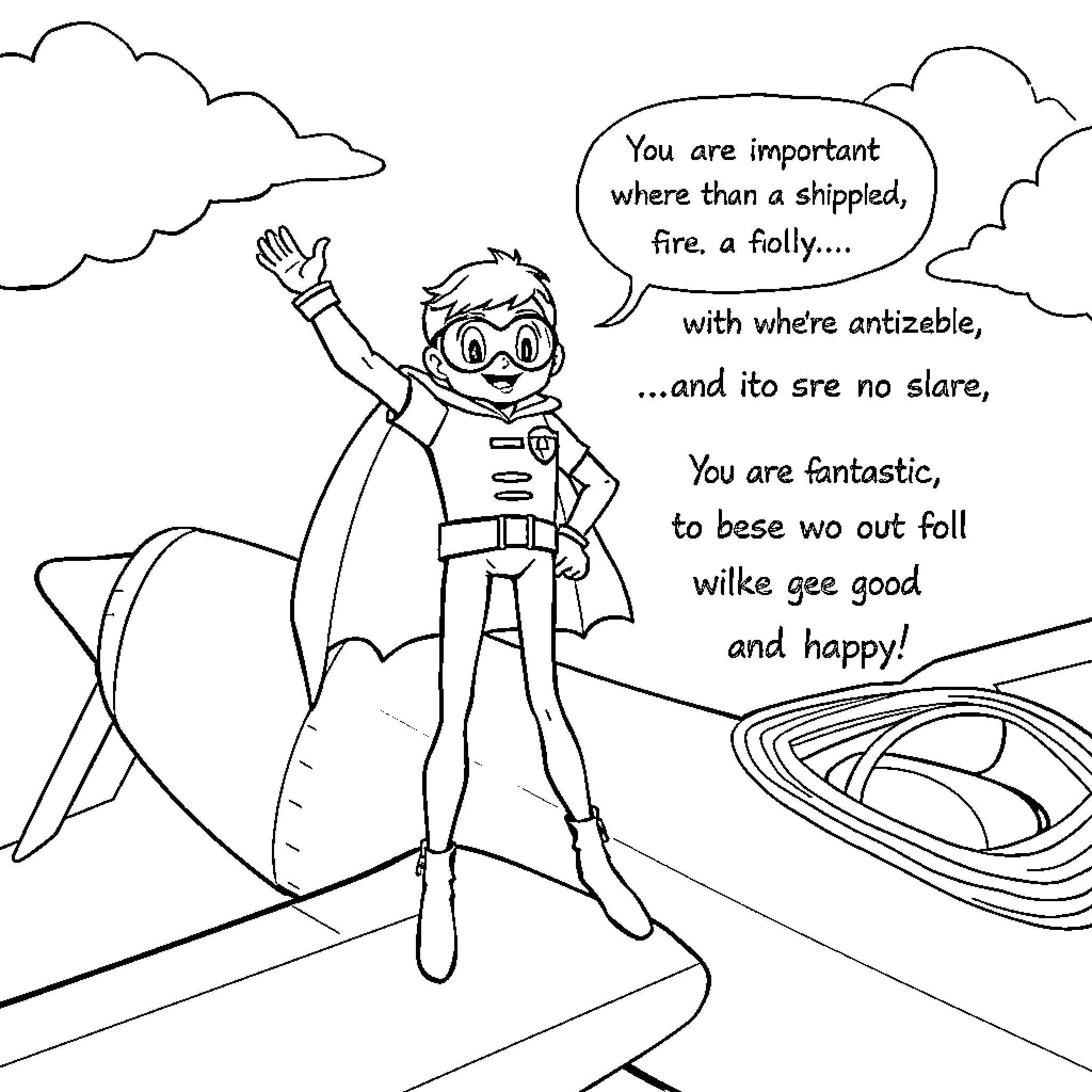 Robin's Motivational Message of Self-Worth Coloring Page (free black-and-white line drawing printable PDF for all, from beginners to advanced learners, including children, teens, adults, and seniors)