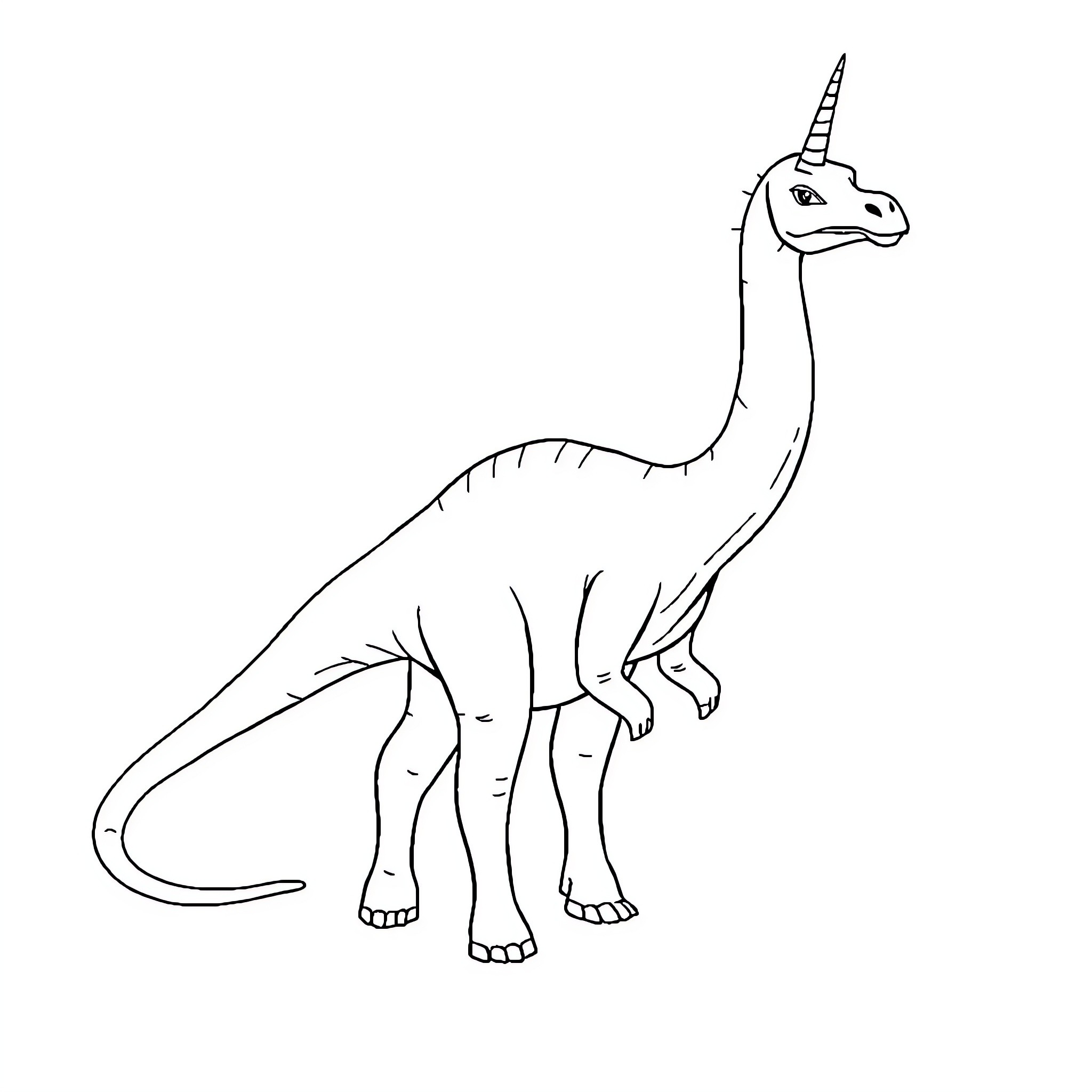 Diplodocus dinosaur standing alone Coloring Page (free black-and-white line drawing printable PDF for all, from beginners to advanced learners, including children, teens, adults, and seniors)
