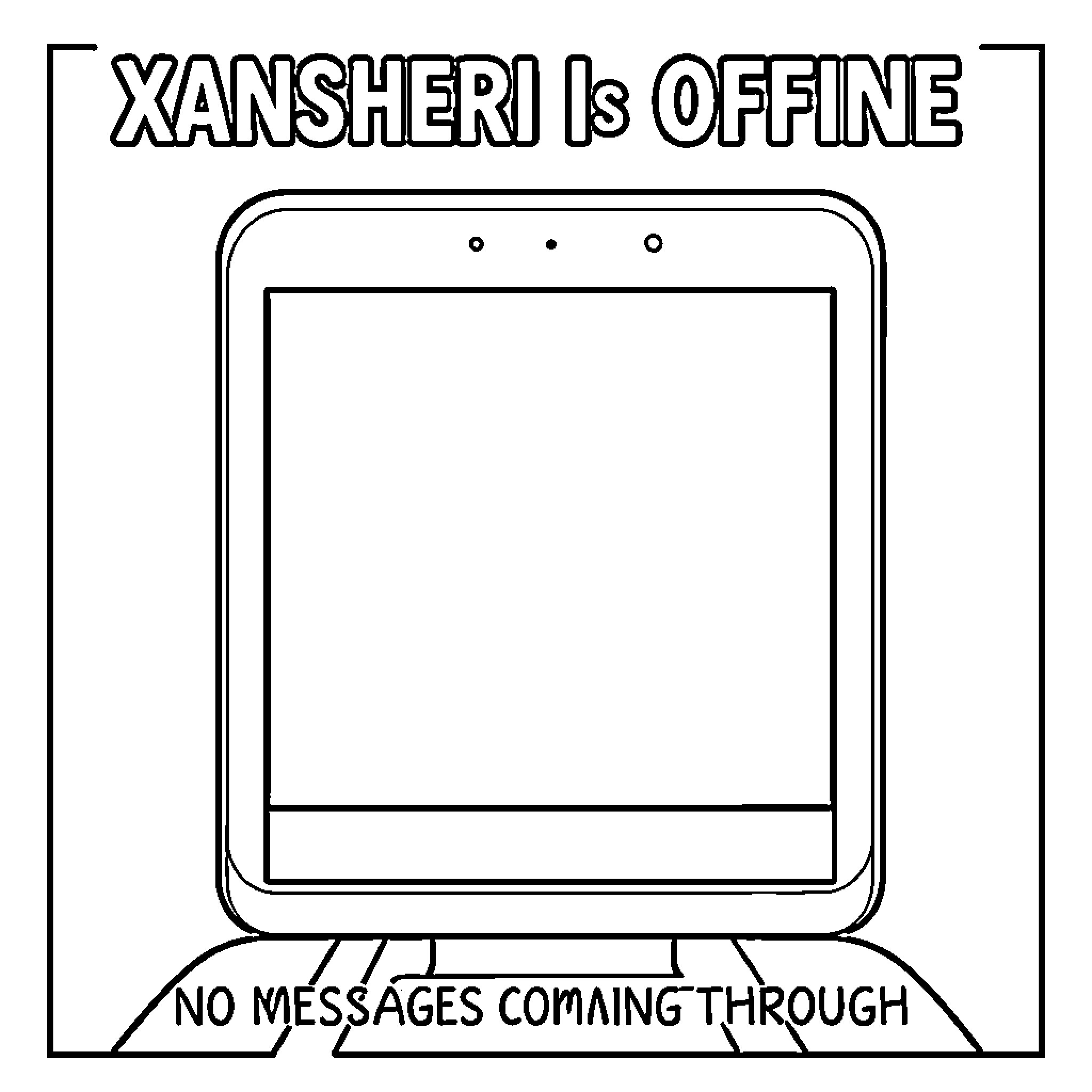 Xansheri's Offline Device with No Messages Coloring Page (free black-and-white line drawing printable PDF for all, from beginners to advanced learners, including children, teens, adults, and seniors)