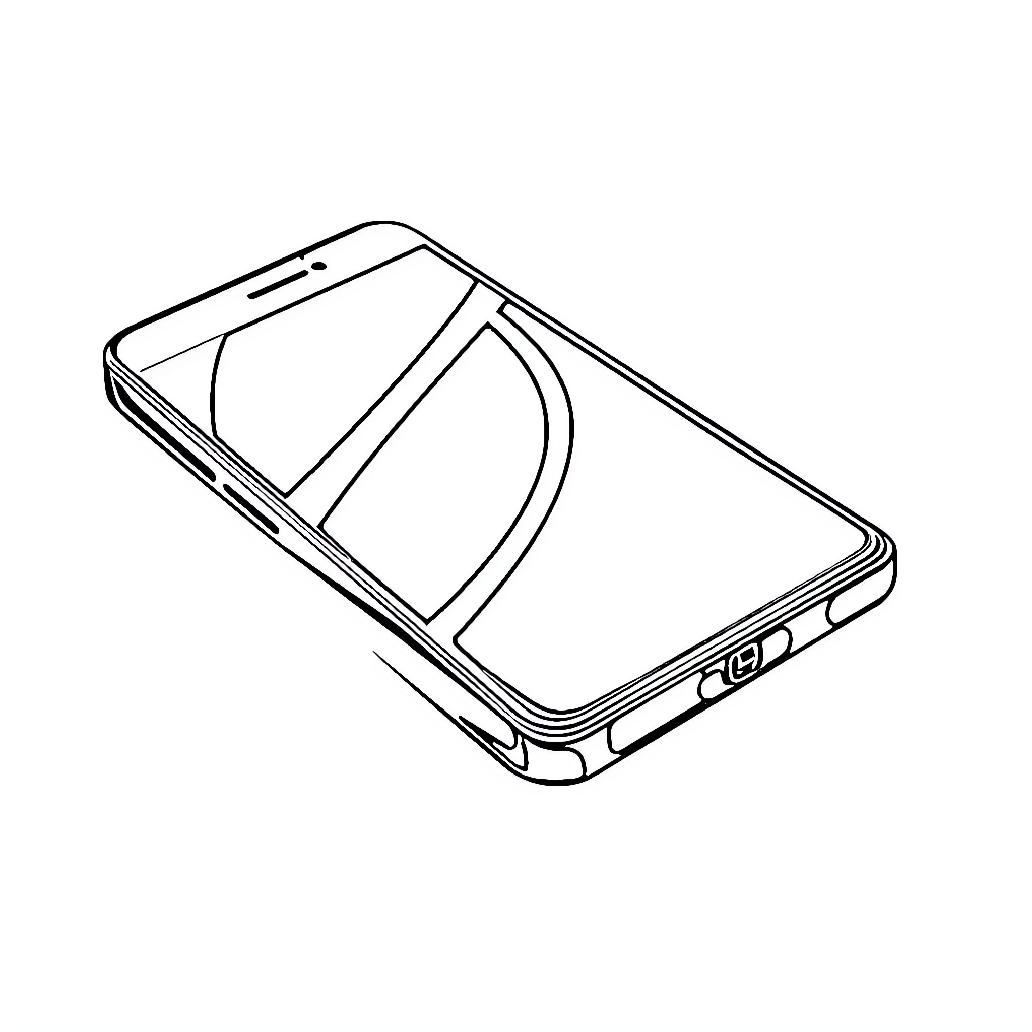 iPhone with blank screen and simple outline Coloring Page (free black-and-white line drawing printable PDF for all, from beginners to advanced learners, including children, teens, adults, and seniors)