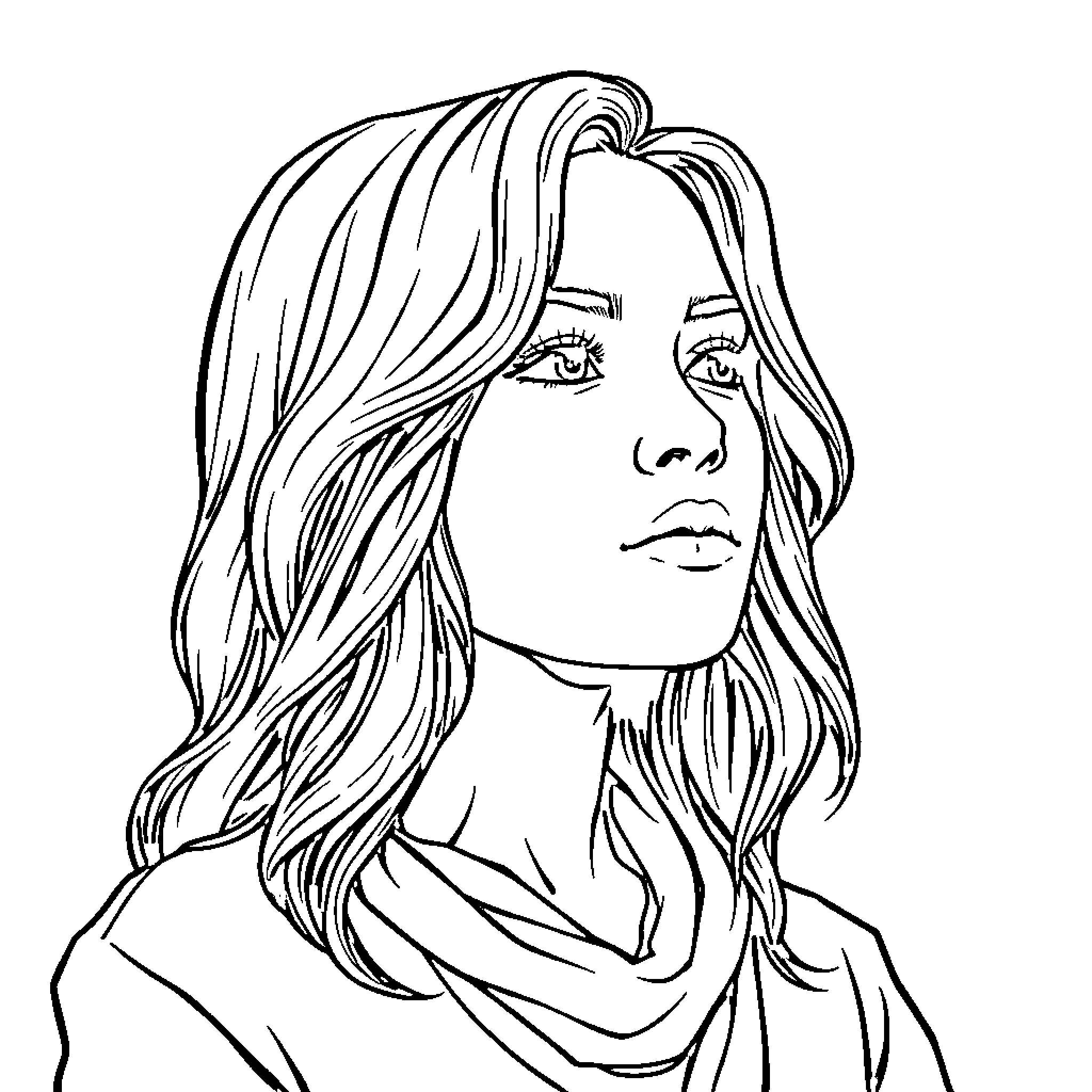 Mission to Capture Thoughtful Expression Coloring Page (free black-and-white line drawing printable PDF for all, from beginners to advanced learners, including children, teens, adults, and seniors)