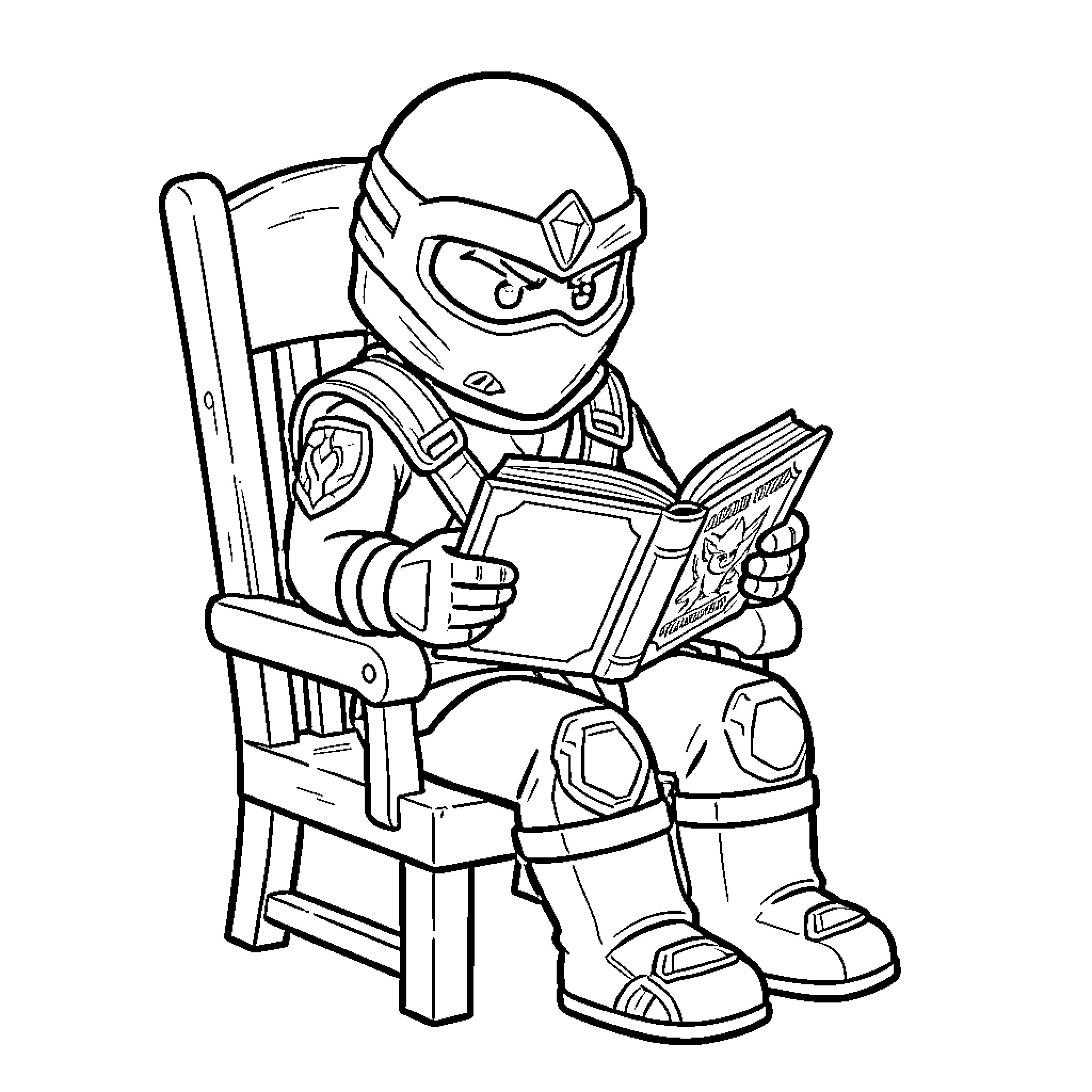 Lloyd sitting in a chair reading a book Coloring Page (free black-and-white line drawing printable PDF for all, from beginners to advanced learners, including children, teens, adults, and seniors)