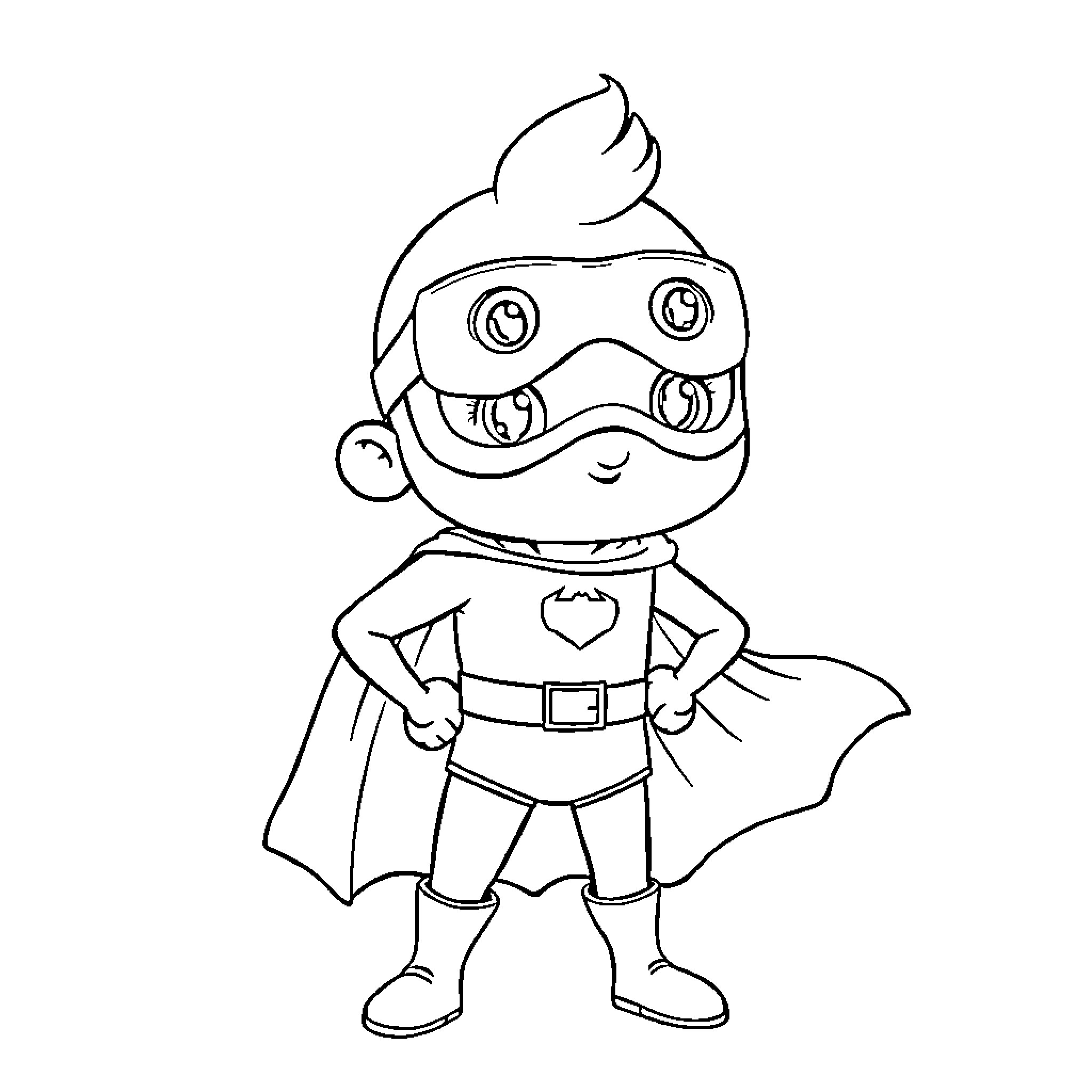 Bluey Dresses Up as a Superhero Coloring Page (free black-and-white line drawing printable PDF for all, from beginners to advanced learners, including children, teens, adults, and seniors)