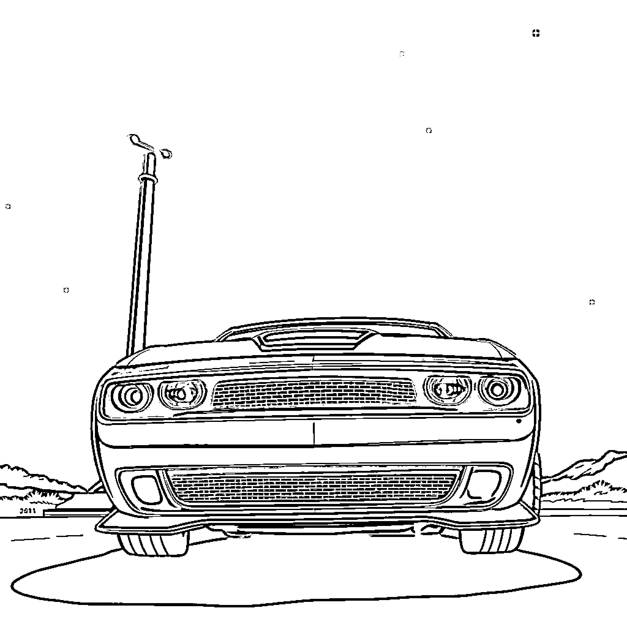 Dodge Challenger in an expressive sketch Coloring Page (free black-and-white line drawing printable PDF for all, from beginners to advanced learners, including children, teens, adults, and seniors)