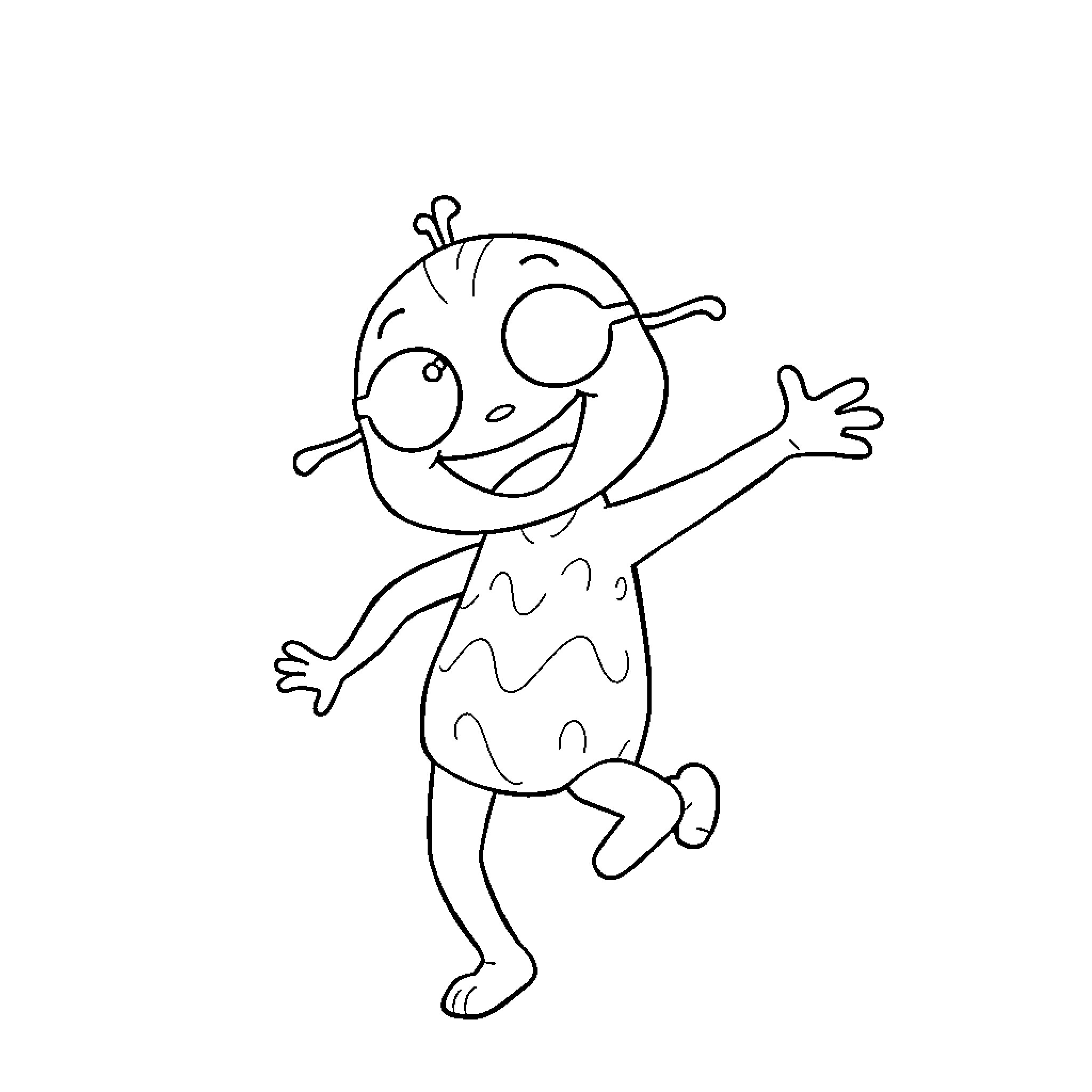 Labubu's Joyful Dance Coloring Page (free black-and-white line drawing printable PDF for all, from beginners to advanced learners, including children, teens, adults, and seniors)